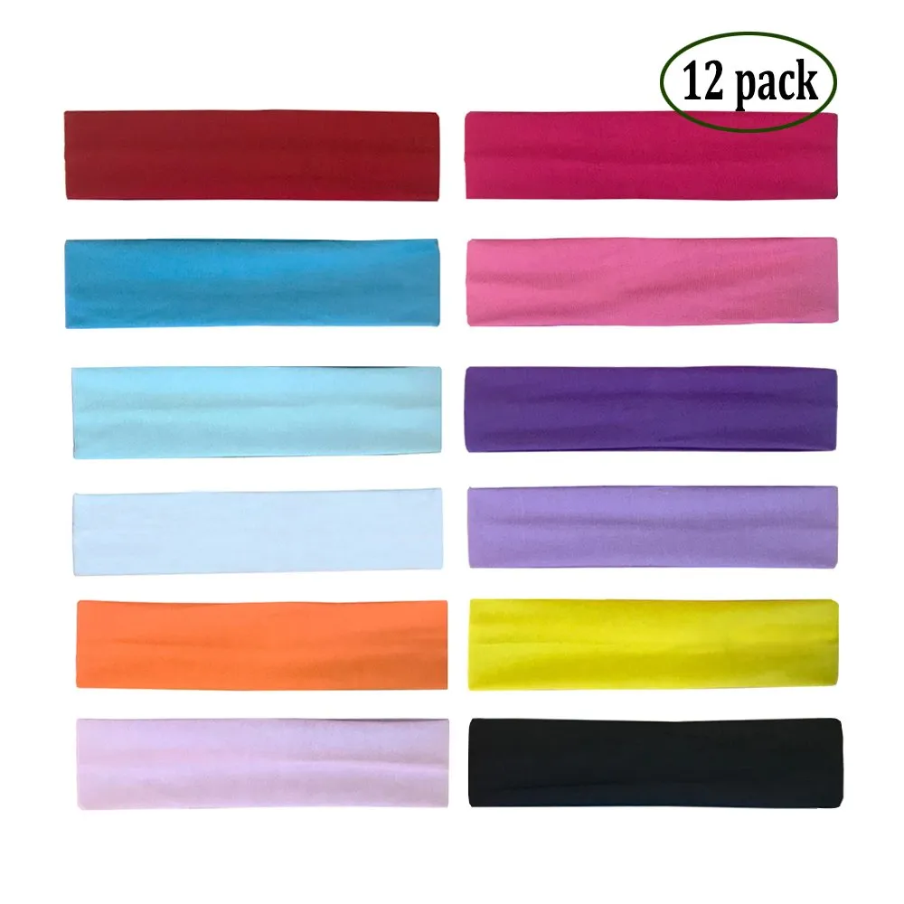 12 Packs Soft Stretchy Elastic Headbands - Beauty Head Wraps and Hair Accessories for Women and Girls