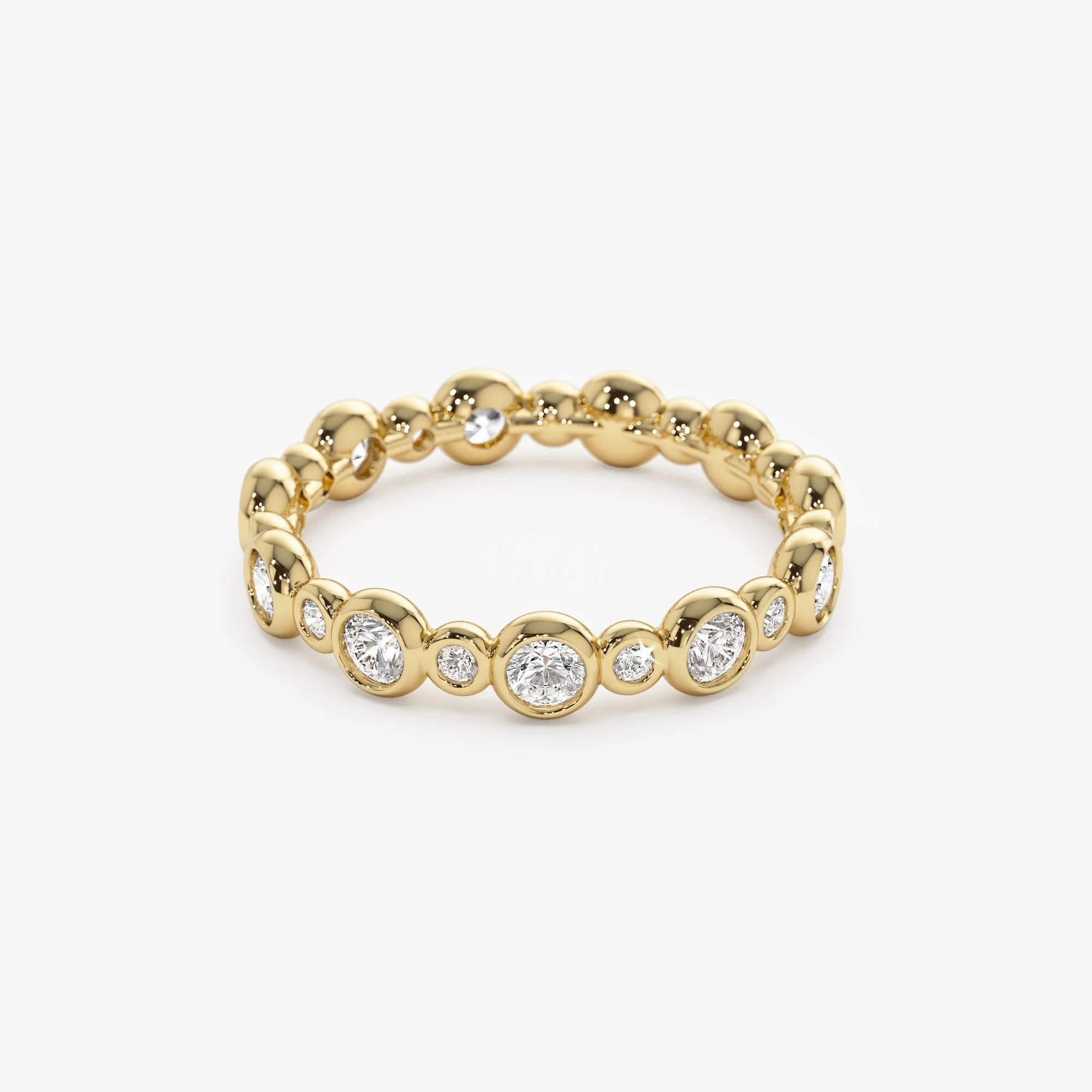 14k Gold Bubble Diamond Half Eternity Wedding Ring