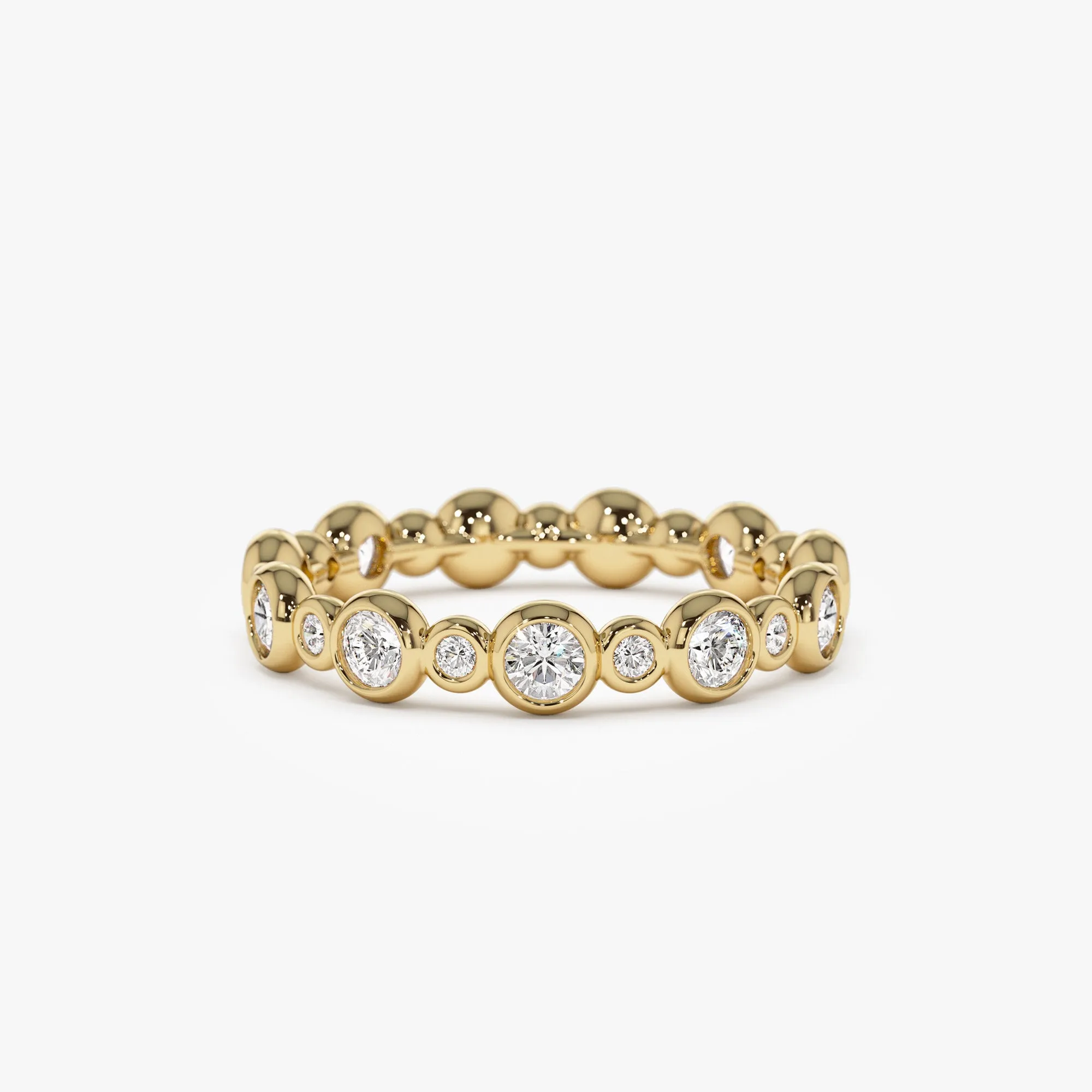 14k Gold Bubble Diamond Half Eternity Wedding Ring