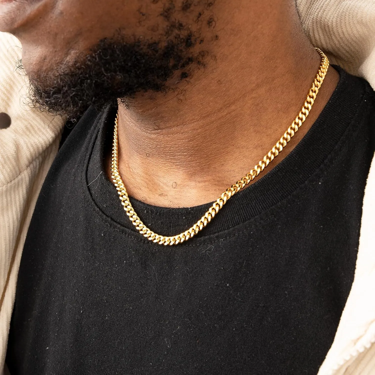 14K Gold Mens Cuban Link Chain 5mm Gold Necklace for Men 20-24 Inch