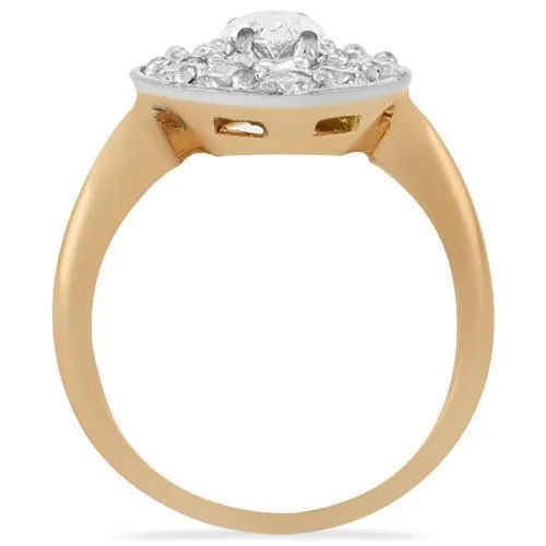 14k Rose Gold Two Tone Marquise and Diamond Cocktail Ring 1.64 Ctw