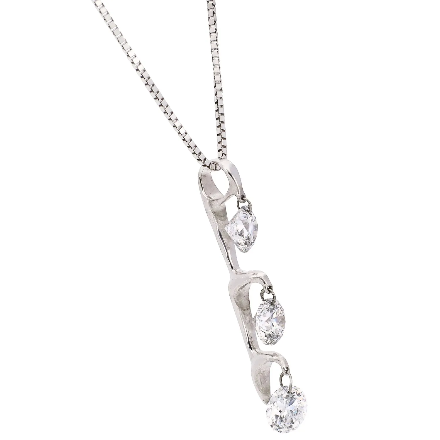 14K White Gold 3 Floating Diamond Necklace