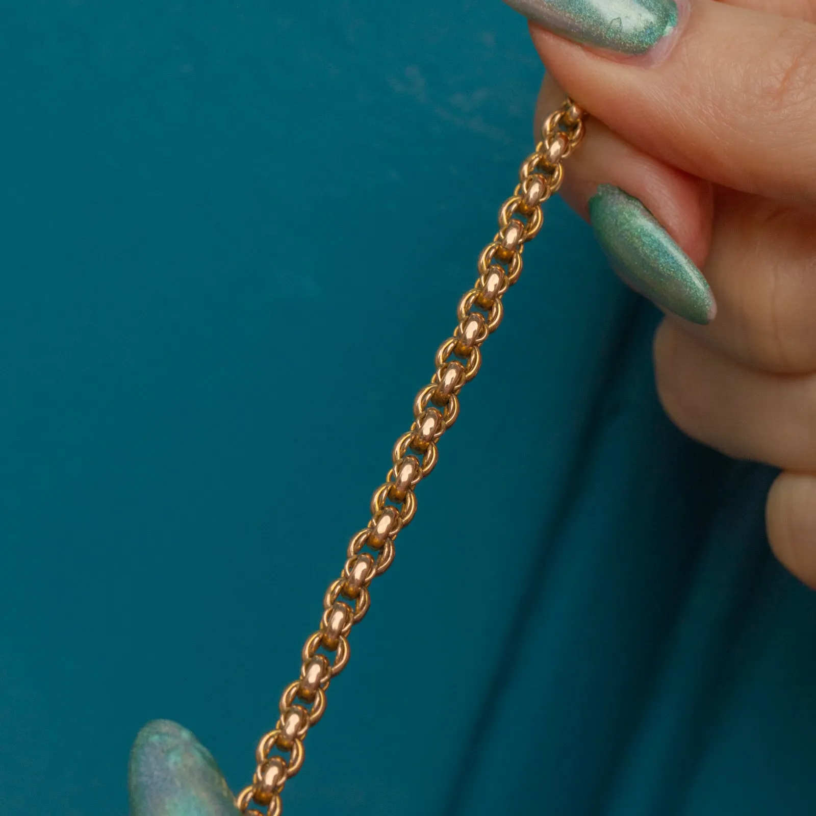 16.5" 9ct Gold Fancy Link Belcher Chain, Matching Dog-Clips, 16.2g
