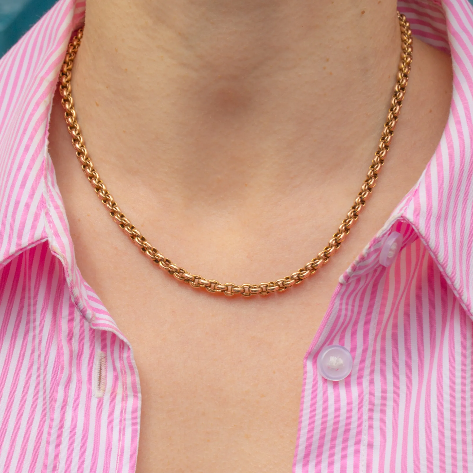 16.5" 9ct Gold Fancy Link Belcher Chain, Matching Dog-Clips, 16.2g