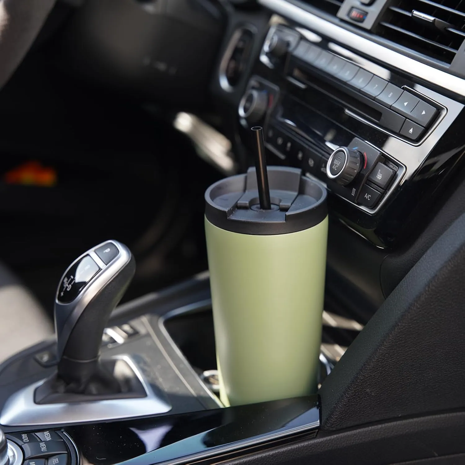 30 OZ Insulated Tumbler with Lid and 2 Straws Stainless Steel Water Bottle Vacuum Travel Mug Coffee Cup,Blue