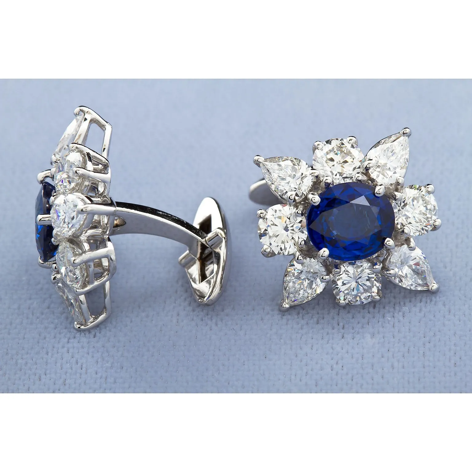 4.63 Carats Sapphire Diamond Cufflinks