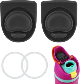 4pcs Bottle Seal Ring & Replacement Rubber Stopper for Owala FreeSip 16oz 19oz 24oz 32oz 40oz, Silicone O Ring Water Bottle Top Lid Parts, Cap Mouth Plug Gasket Accessories, BPA-Free (Black)
