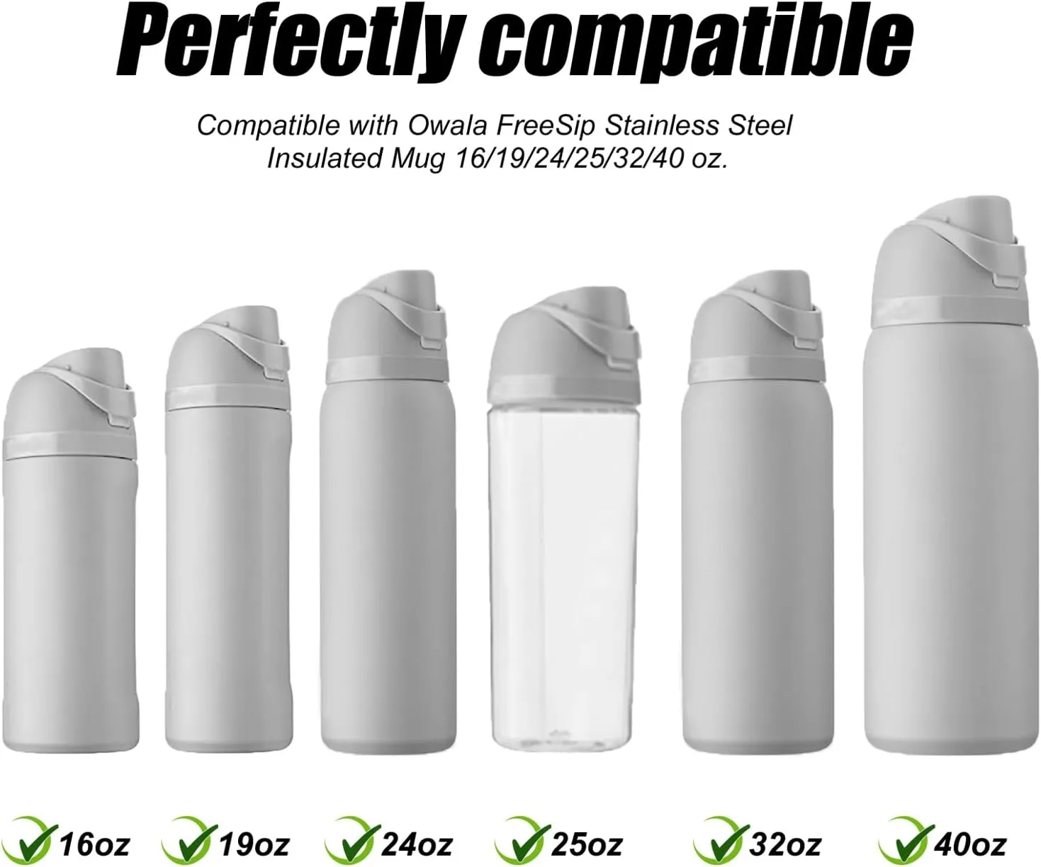4pcs Bottle Seal Ring & Replacement Rubber Stopper for Owala FreeSip 16oz 19oz 24oz 32oz 40oz, Silicone O Ring Water Bottle Top Lid Parts, Cap Mouth Plug Gasket Accessories, BPA-Free (Black)