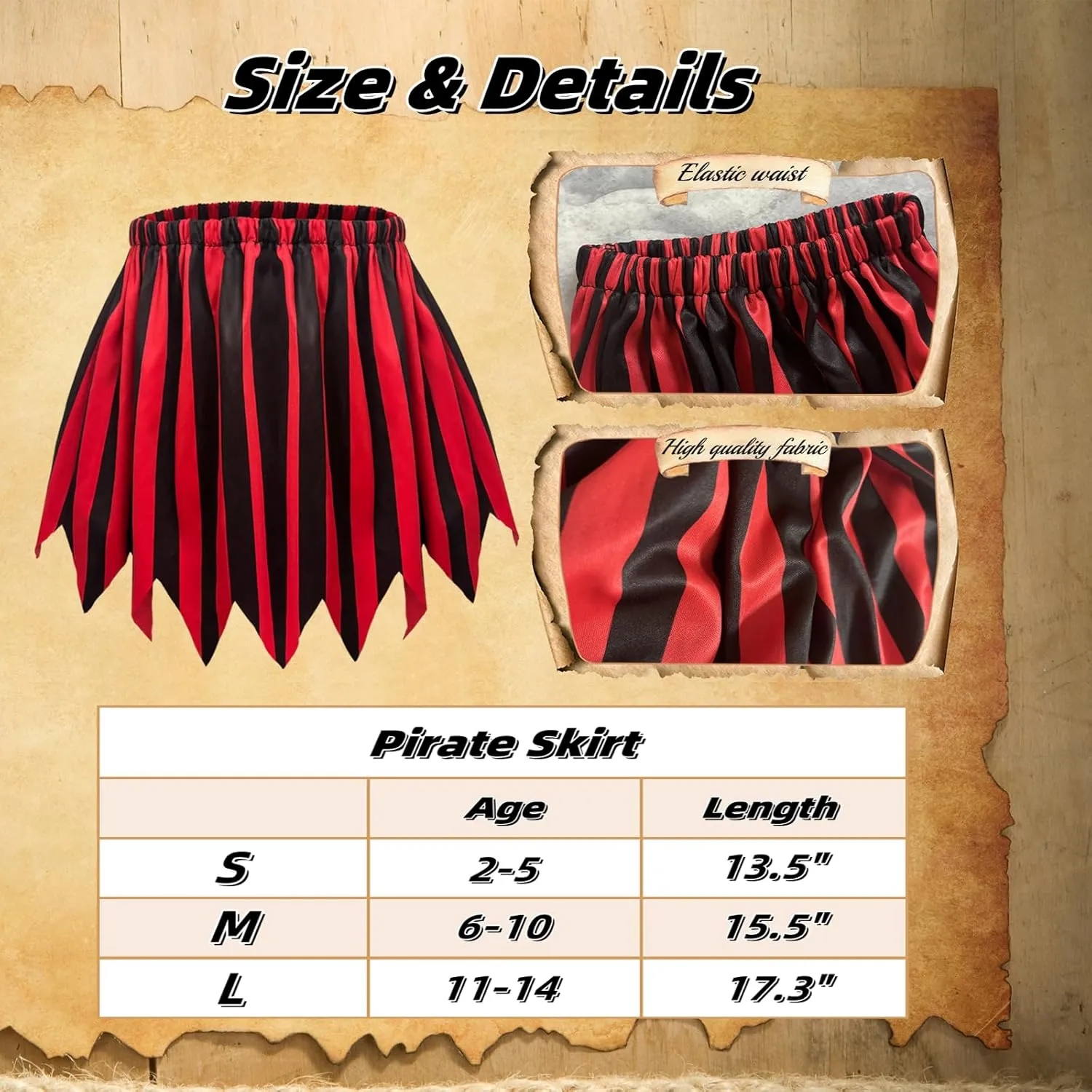 5Pcs Pirate Costume Kids,Girls Pirate Costumes Halloween Pirate Dress Up Pirate Accessories for Kids Gift