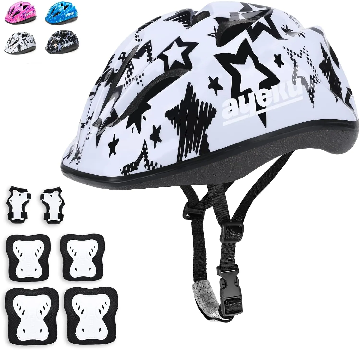 Adjustable Helmet for Ages 5-16 Kids Toddler Boys Girls Youth,Protective Gear with Elbow Knee Wrist Pads for Multi-Sports Skateboarding Bike Riding Scooter Inline skatings Longboard Roller Skate