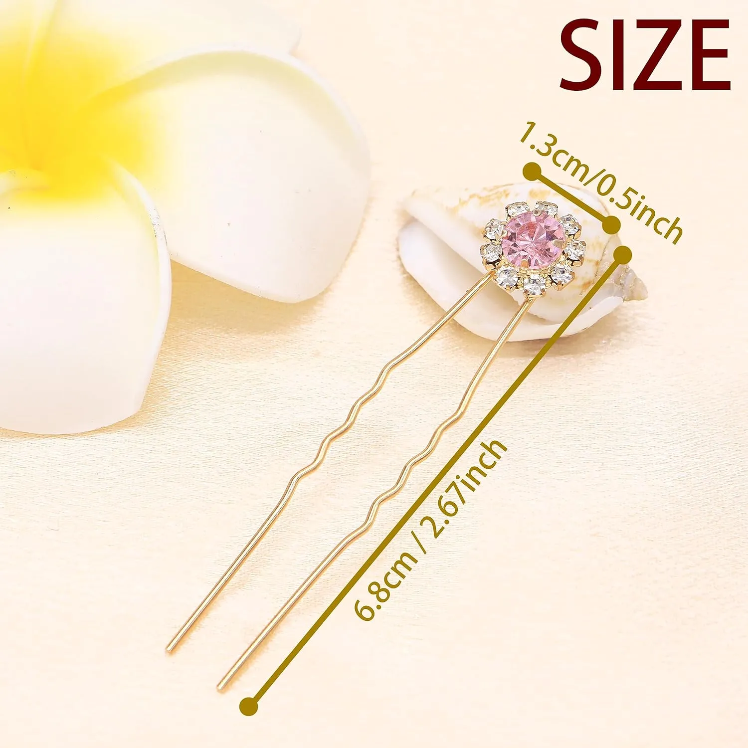 Ammei Crystal Bridal Hair Pins Clips Wedding Hair Accessories Hair Set Jewelry With Rhinestone For Brides and Bridesmaids Set Of 12 (Light Pink)