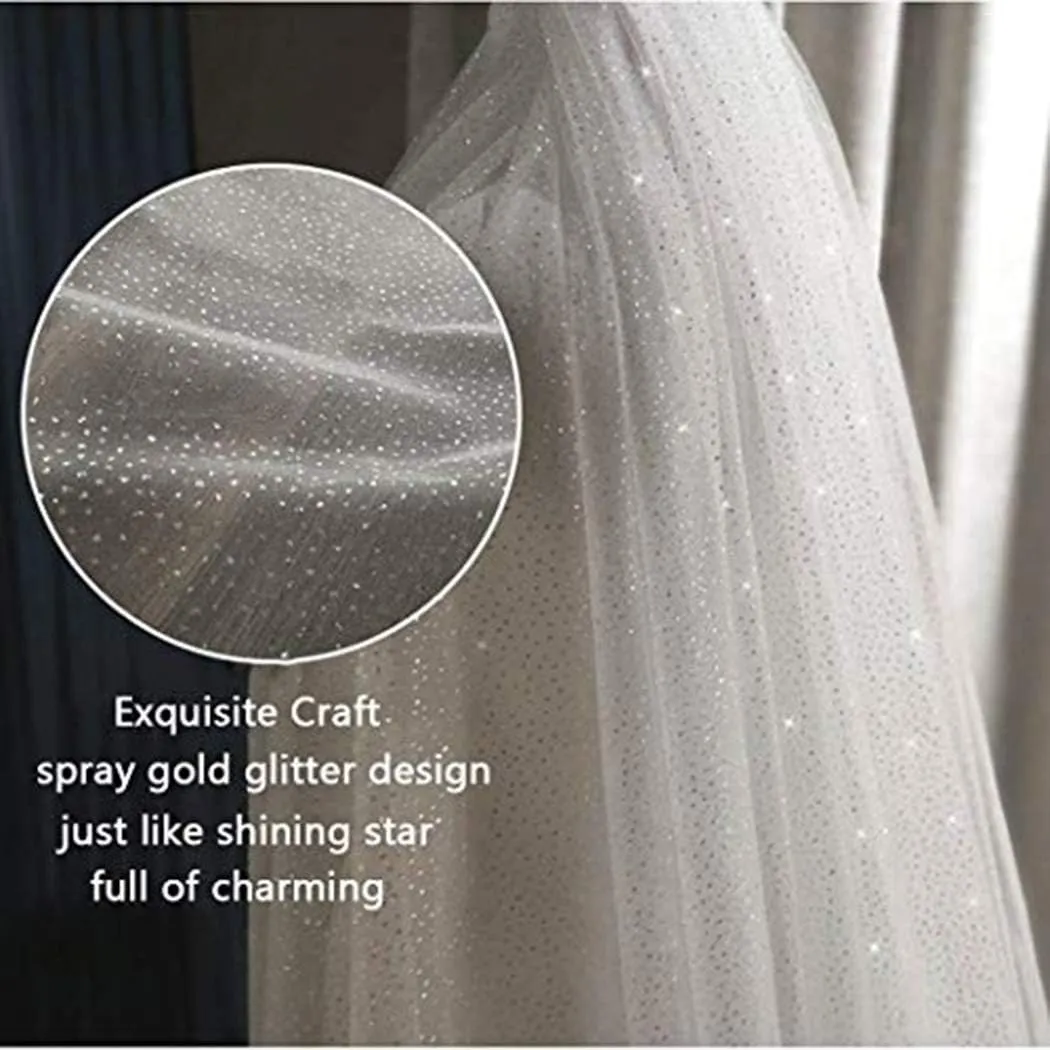Aukmla Sparkle Cathedral Wedding Veil Long Glitter Bridal Veils with Comb for Women and Brides