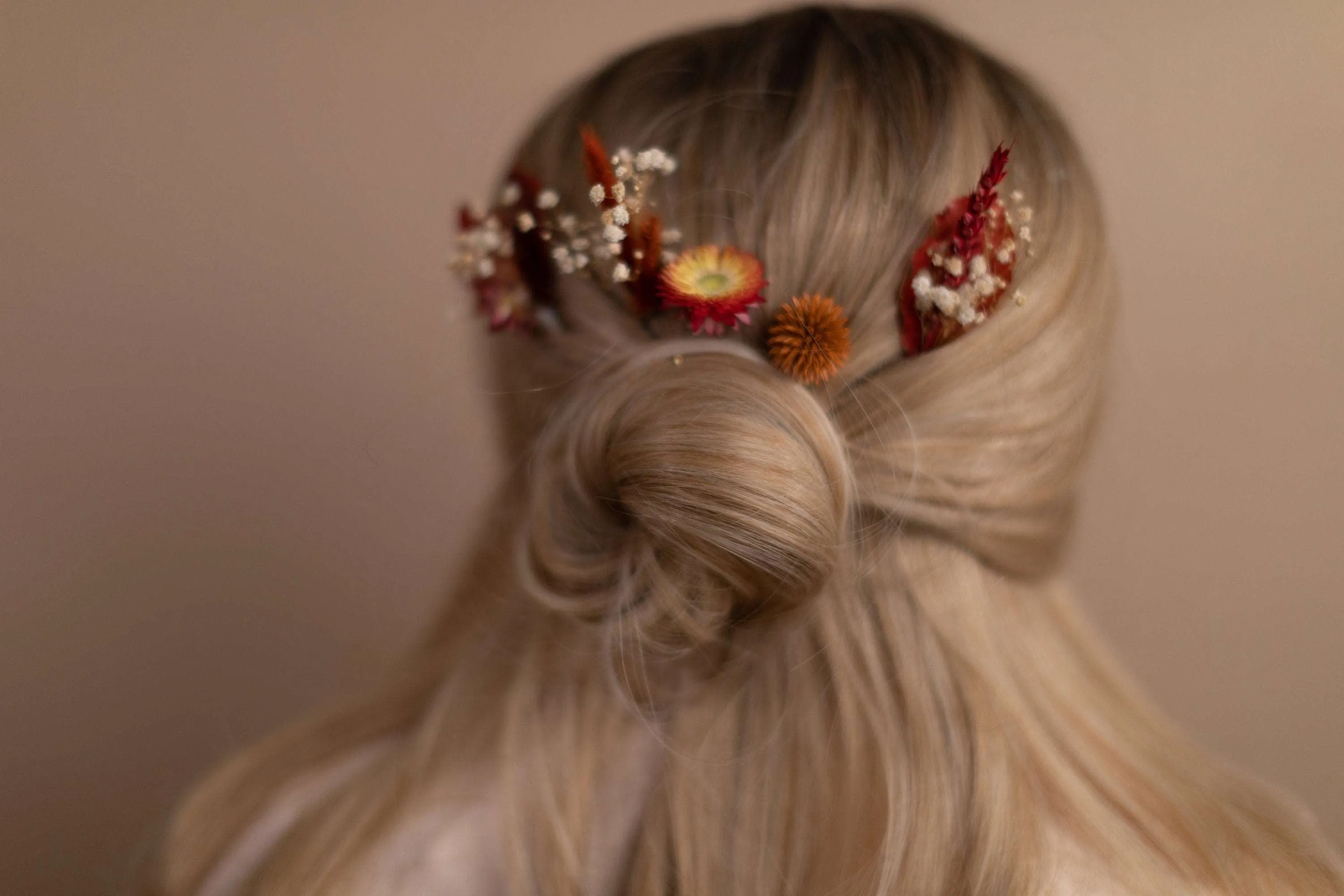 Autumn Terracota Hair Pin Set / Flower hair pins, Boho hair pins, Hidden Botanics Hair pins, Wedding Hair pins, Flower Pins Set