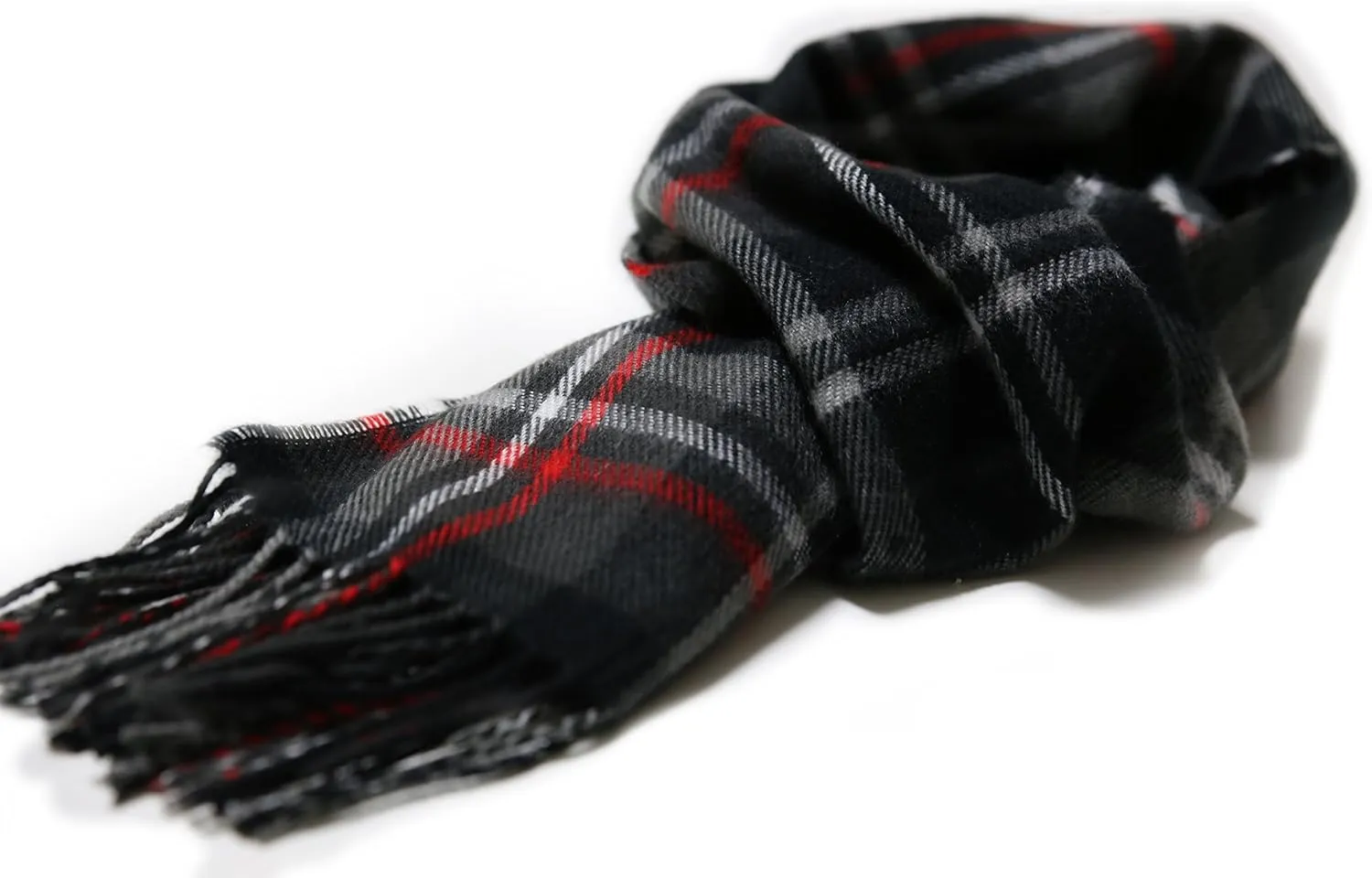 A.WAVE Softer than Cashmere Wool Touch Tassel Ends Plaid Check Solid Scarf