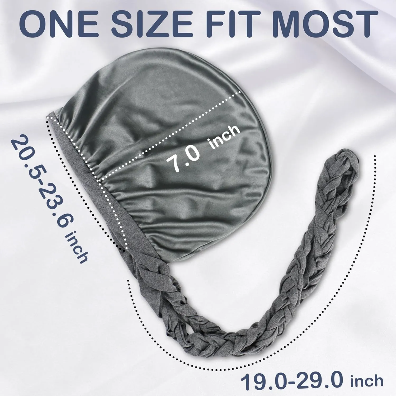 Babalet Halo Turban for Men Women Satin Lined Durag Skull Cap Pre-Tied Handmade Braids Tail Beanie Sleeping Bonnet,White