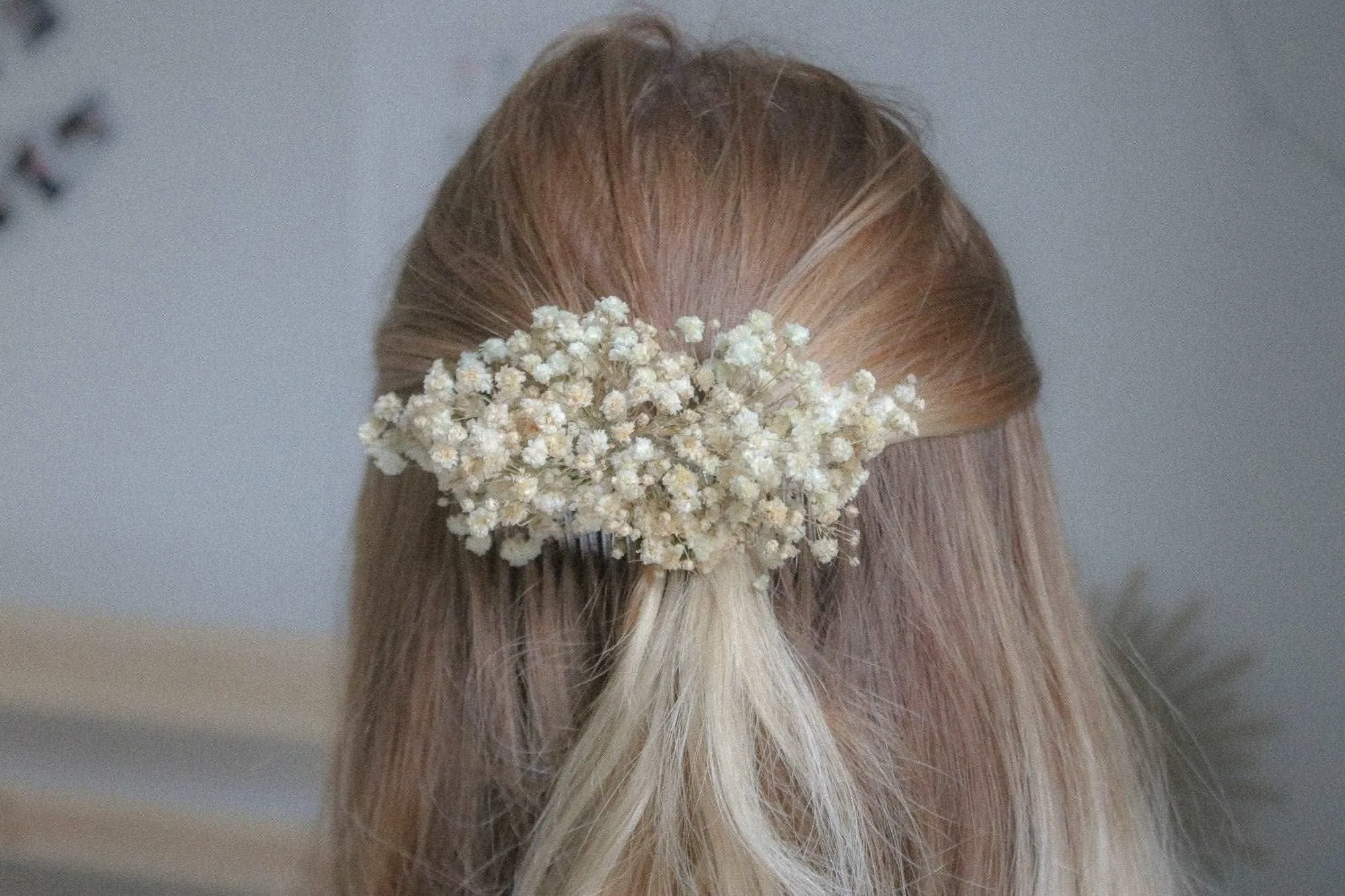 Baby's breath flower comb, hair comb, Baby's Breath hair slides, Gypsophila Bridal Comb, Dried Flowers, Boho weddings
