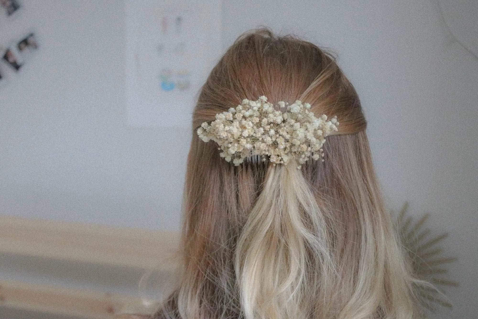 Baby's breath flower comb, hair comb, Baby's Breath hair slides, Gypsophila Bridal Comb, Dried Flowers, Boho weddings
