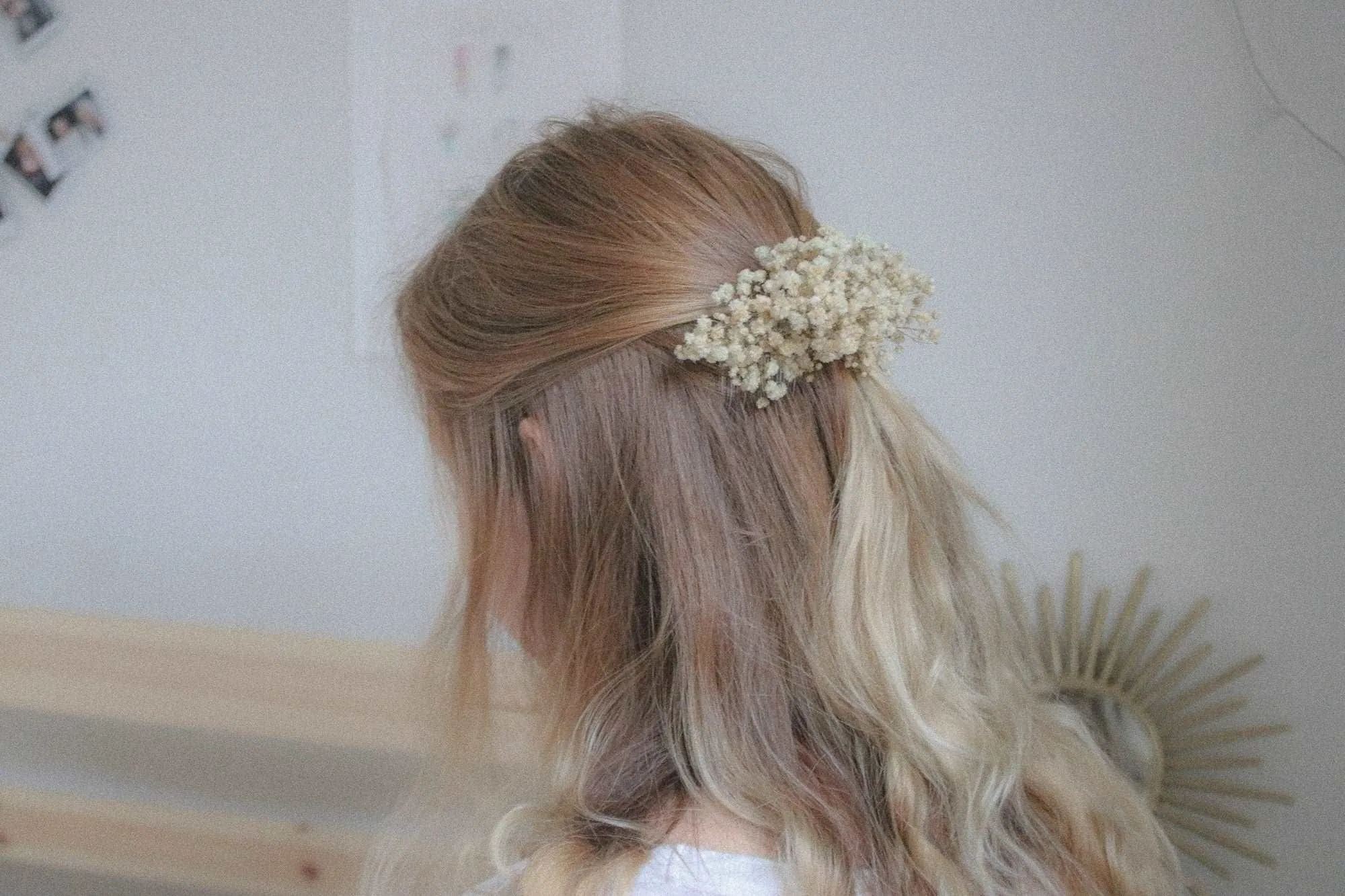 Baby's breath flower comb, hair comb, Baby's Breath hair slides, Gypsophila Bridal Comb, Dried Flowers, Boho weddings
