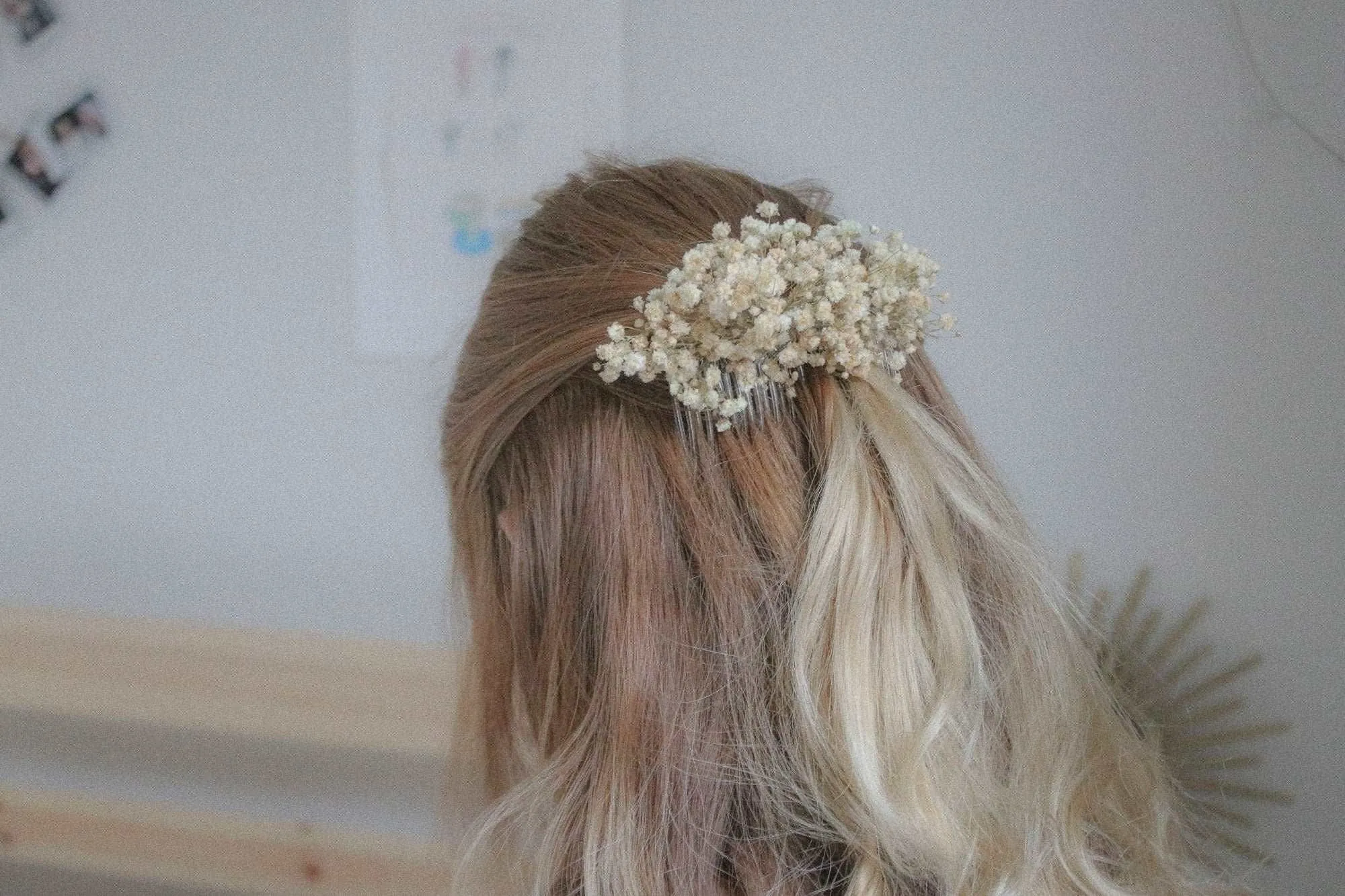 Baby's breath flower comb, hair comb, Baby's Breath hair slides, Gypsophila Bridal Comb, Dried Flowers, Boho weddings