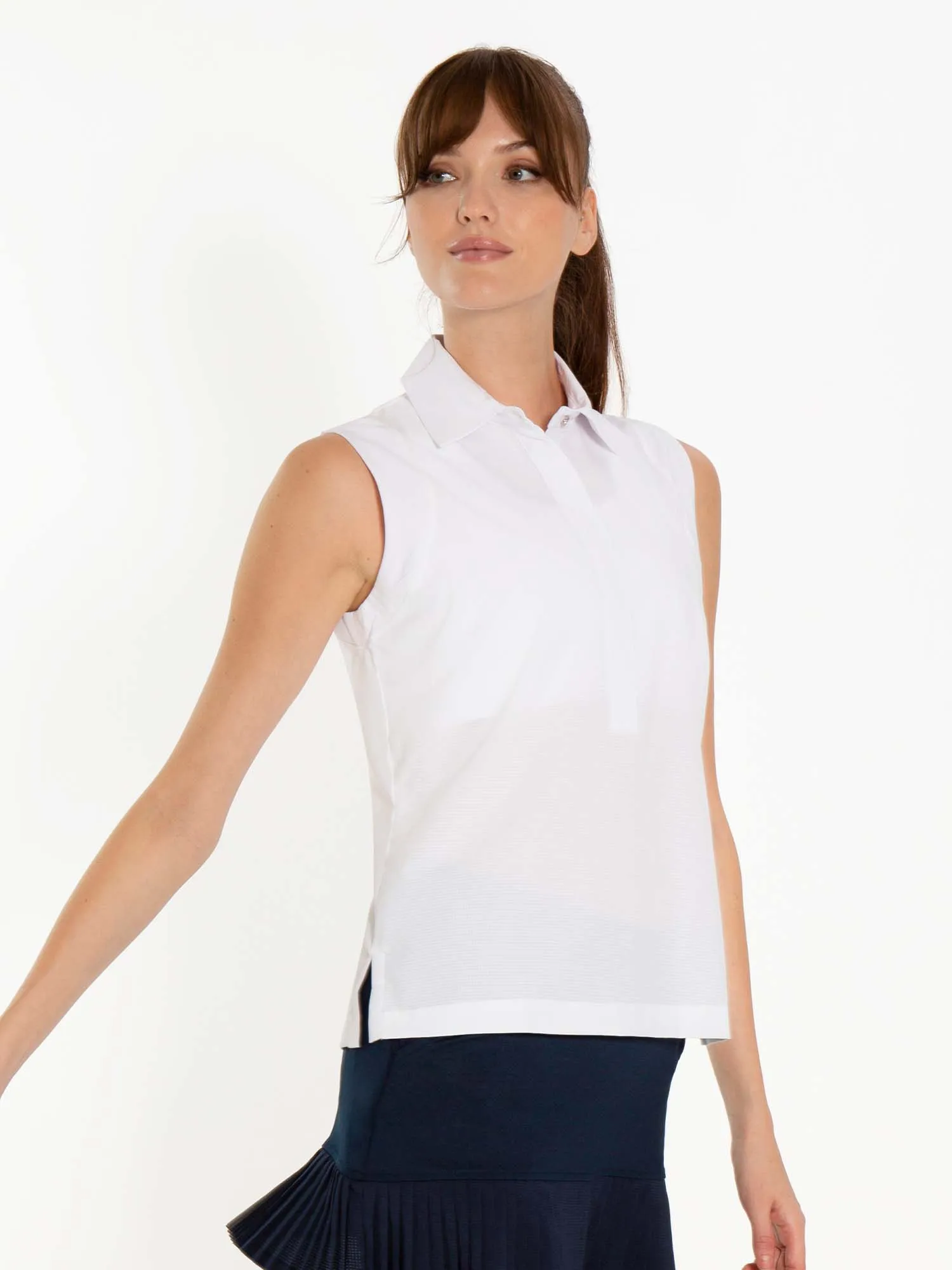 Bailey Sleeve Less Collar Top - White