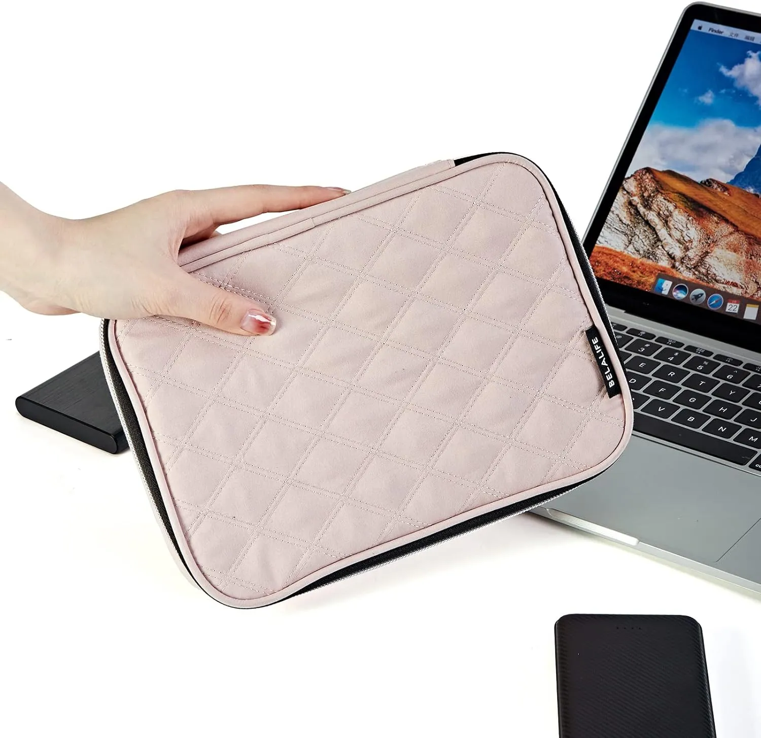BELALIFE Portable Travel Cable Organizer Bag, Tech Storage Bag for Cord, Charger, Phone, Earphone, Hard Drive, USB, SD Card and Electronic Accessories, Pink