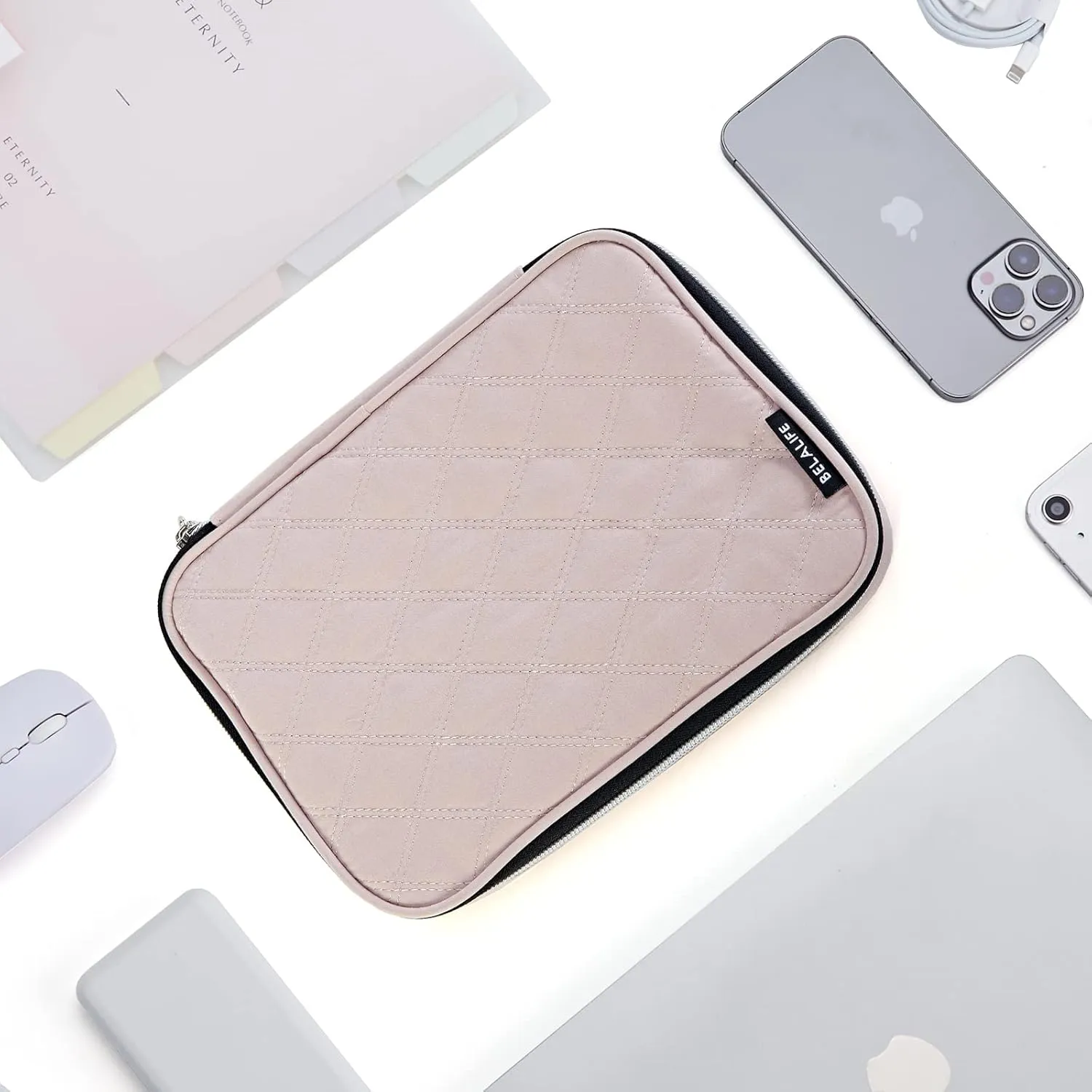 BELALIFE Portable Travel Cable Organizer Bag, Tech Storage Bag for Cord, Charger, Phone, Earphone, Hard Drive, USB, SD Card and Electronic Accessories, Pink