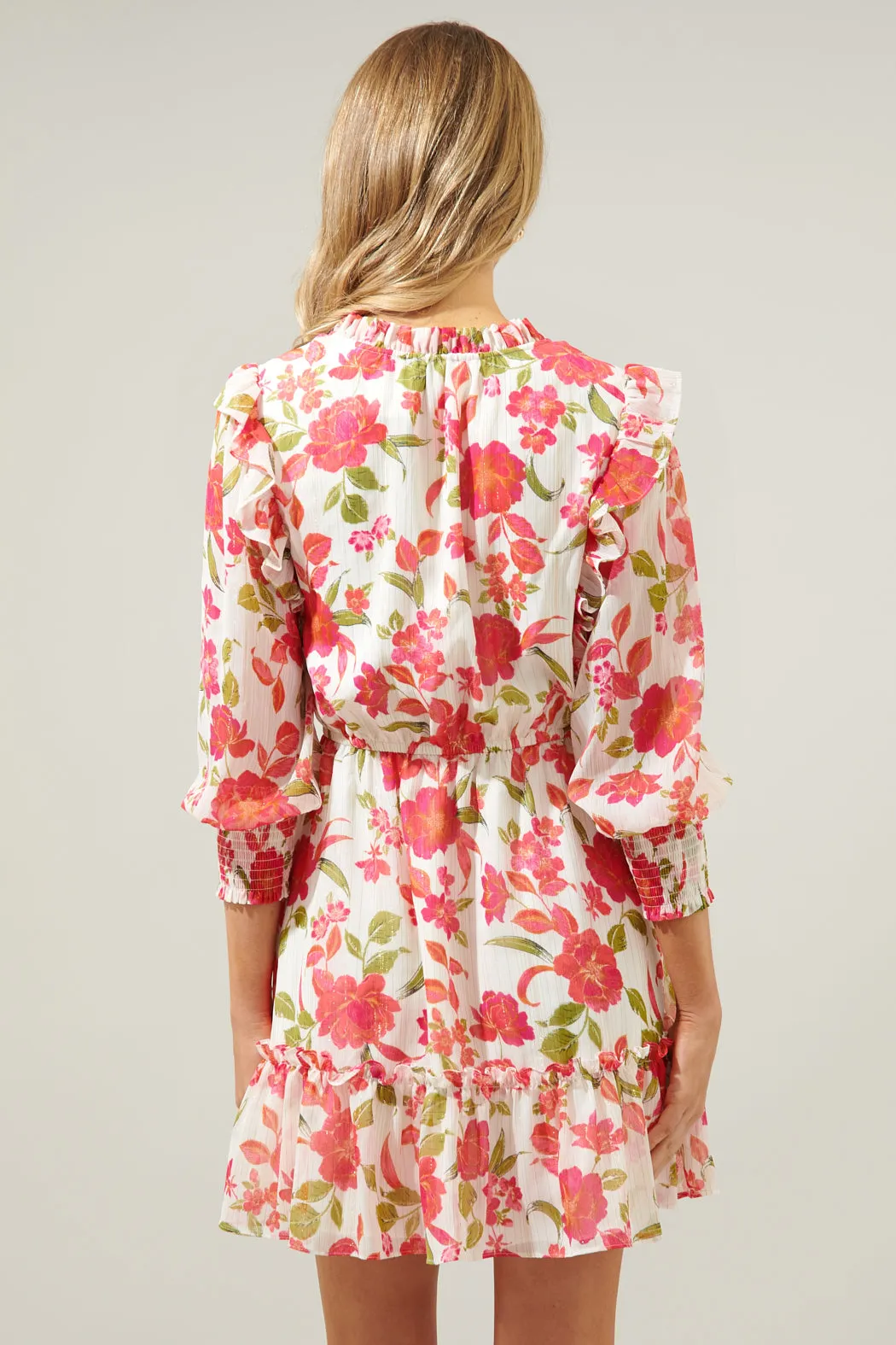 Belle Anse Floral Idra Ruffle Chiffon Dress