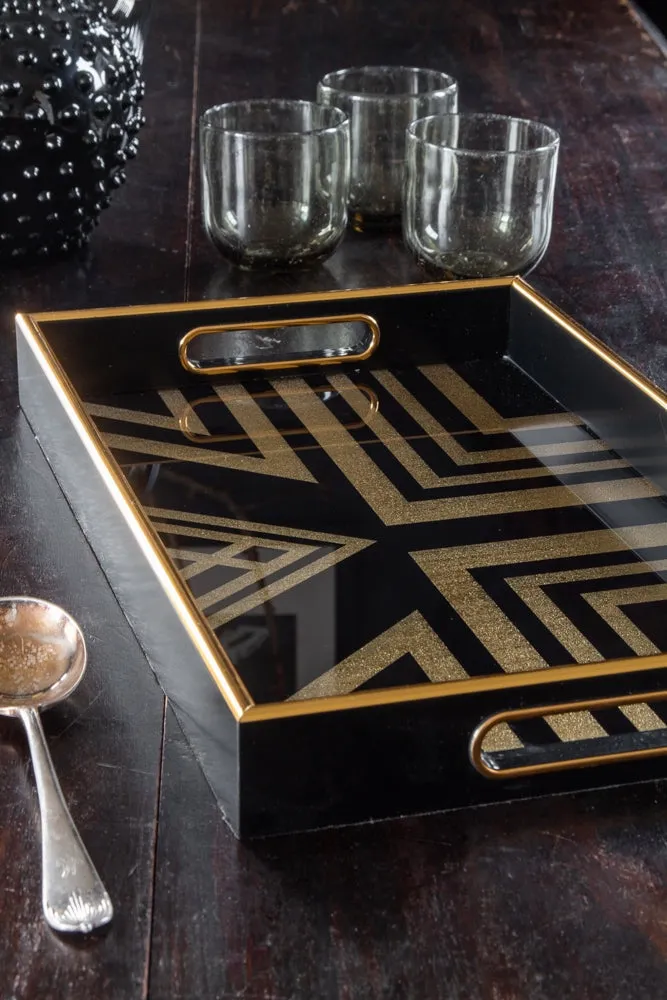 Black & Gold Square Display Tray