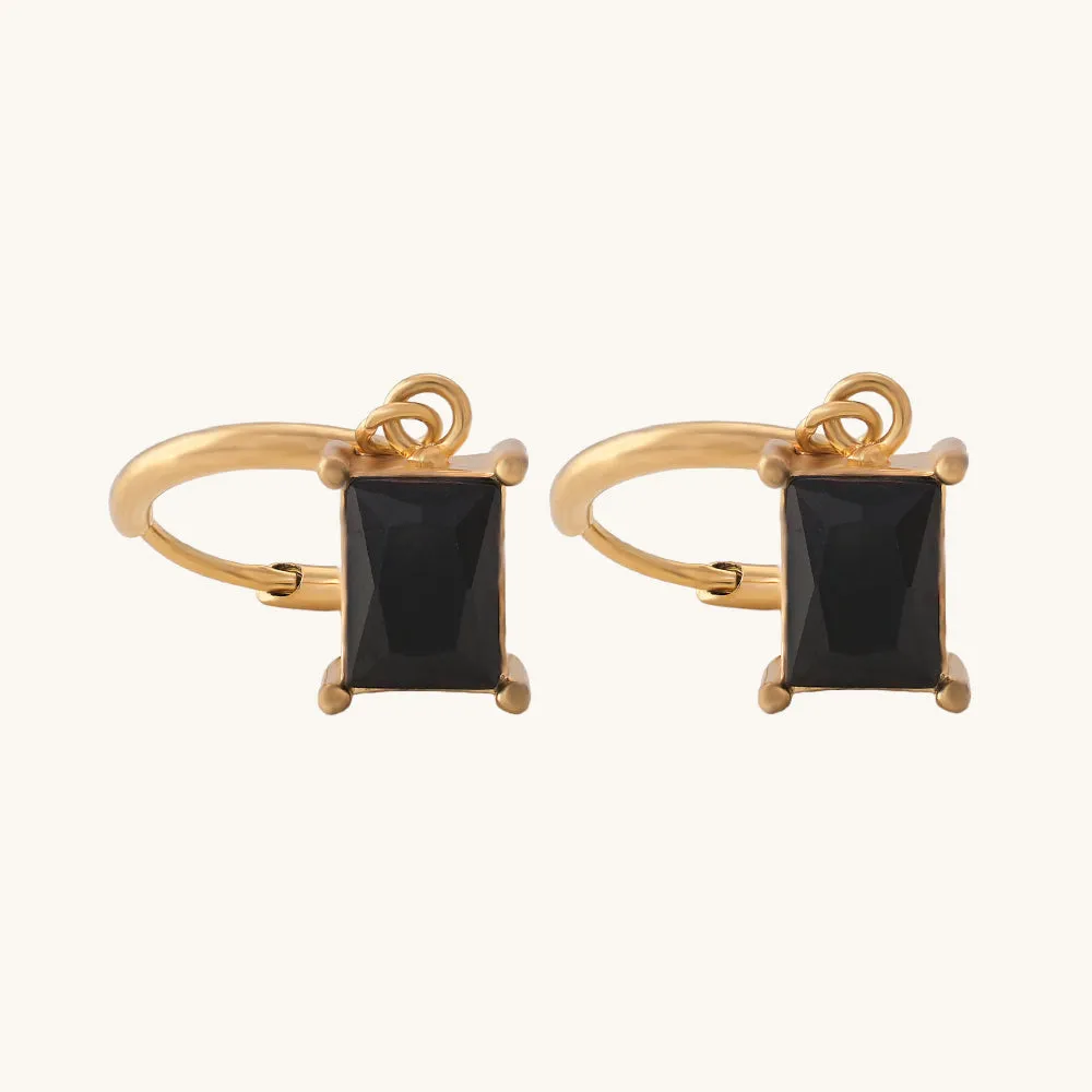 Black Stone Dangle Earrings