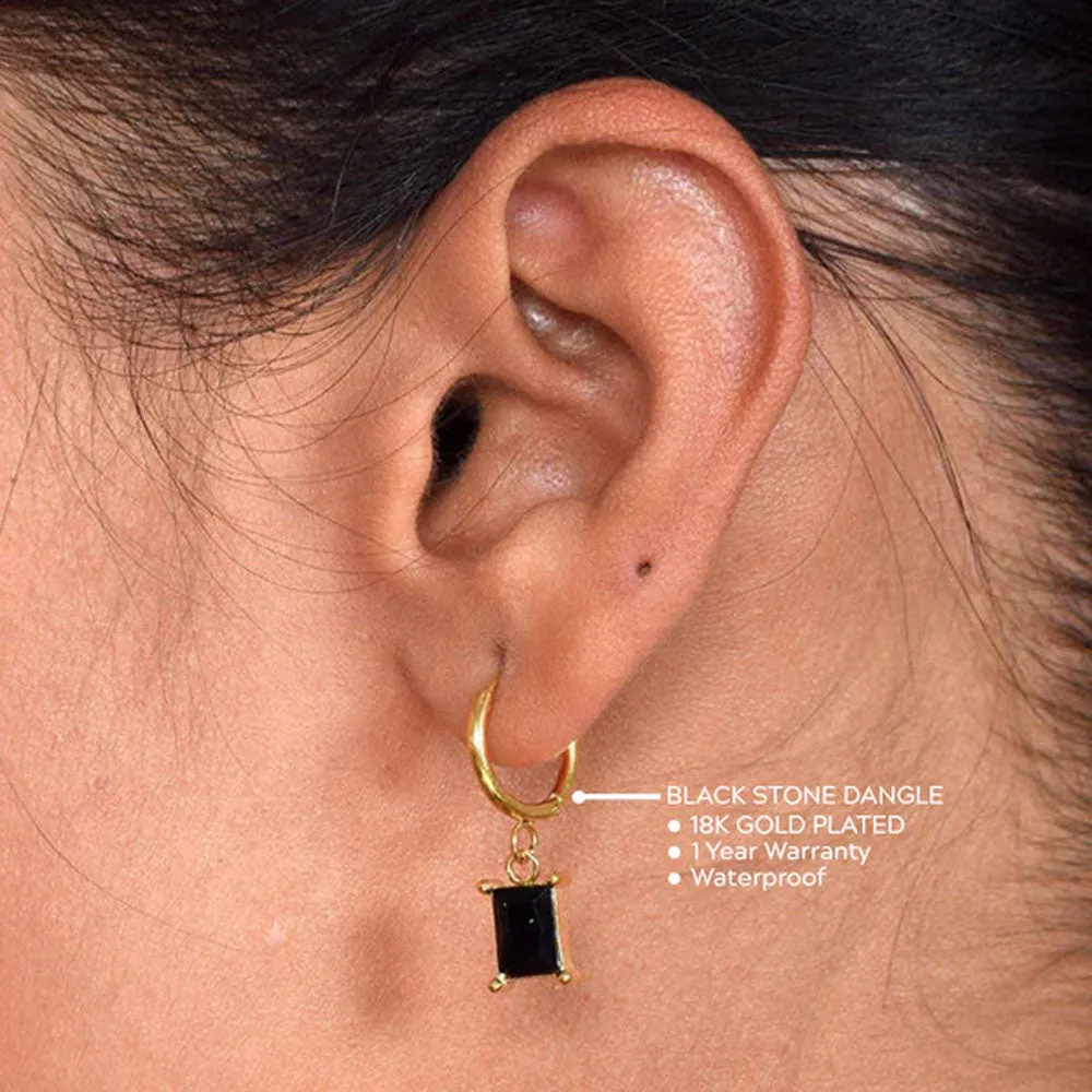 Black Stone Dangle Earrings