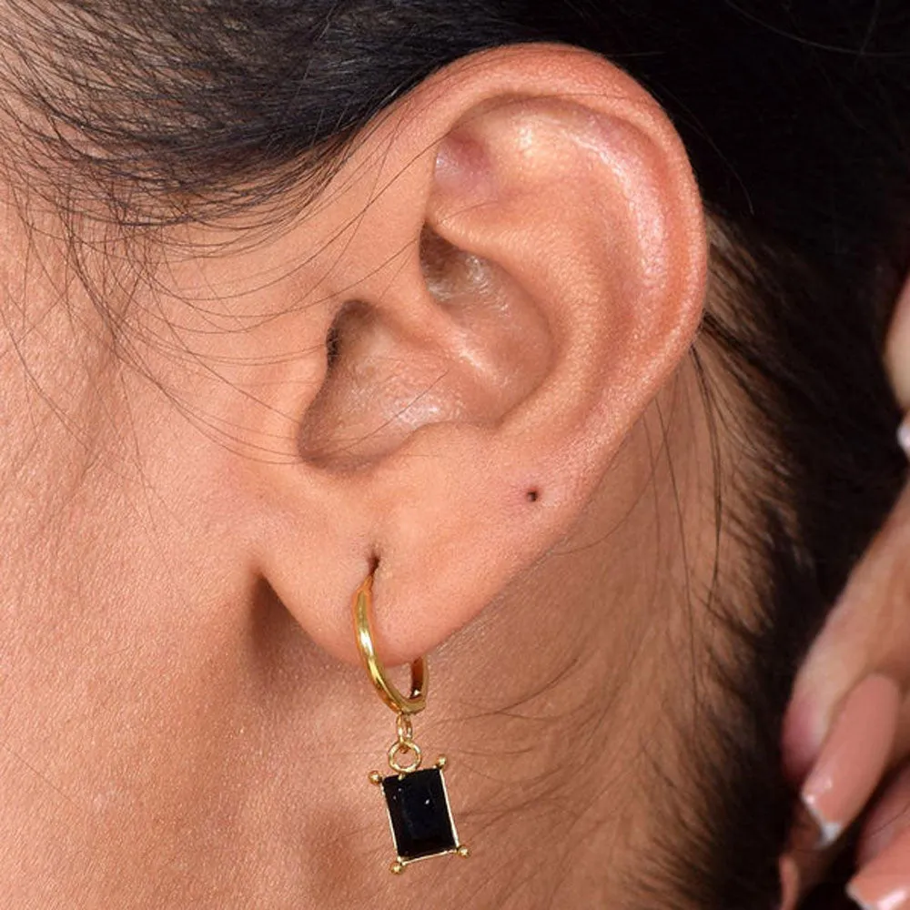Black Stone Dangle Earrings