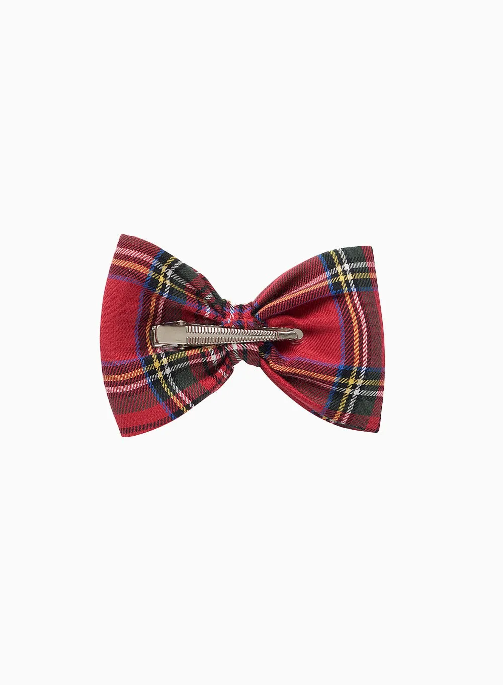 Bow Hair Clip in Red Tartan