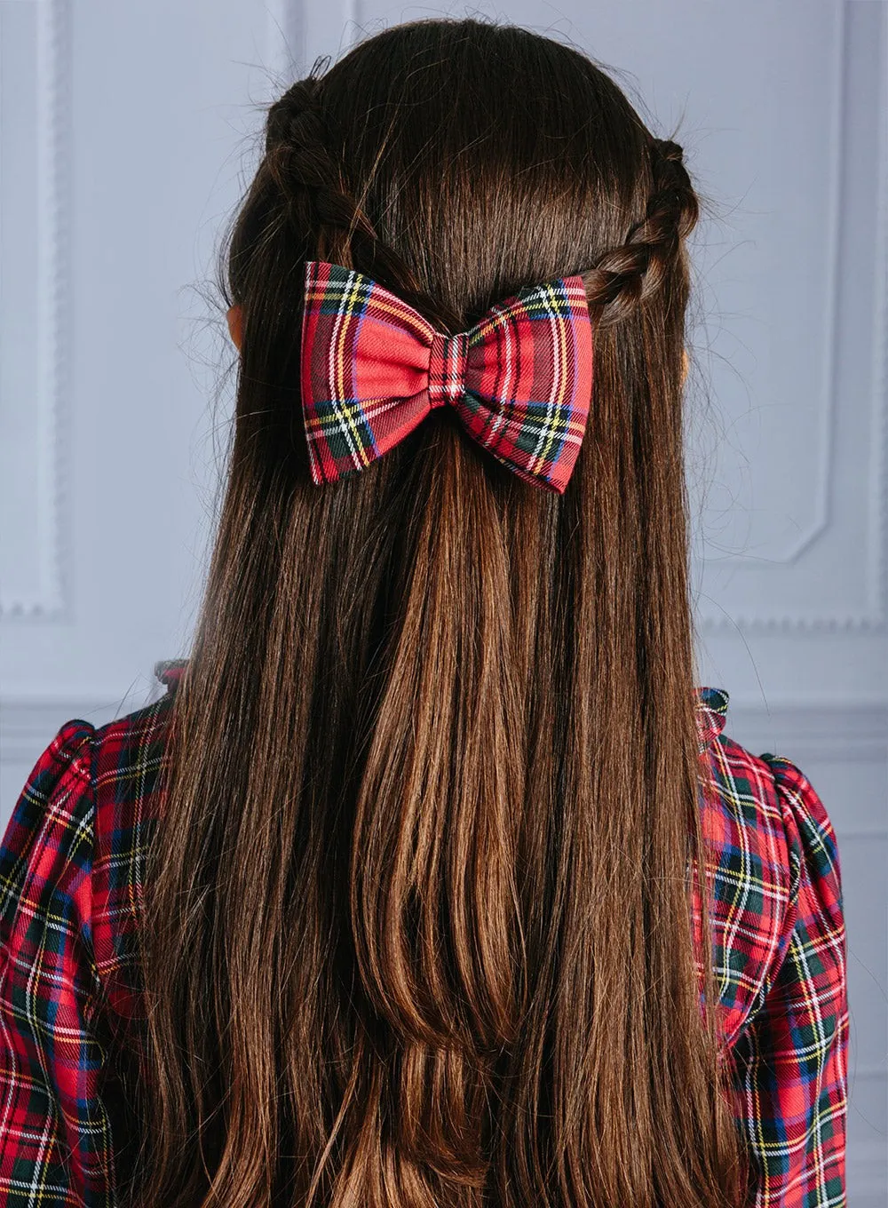 Bow Hair Clip in Red Tartan