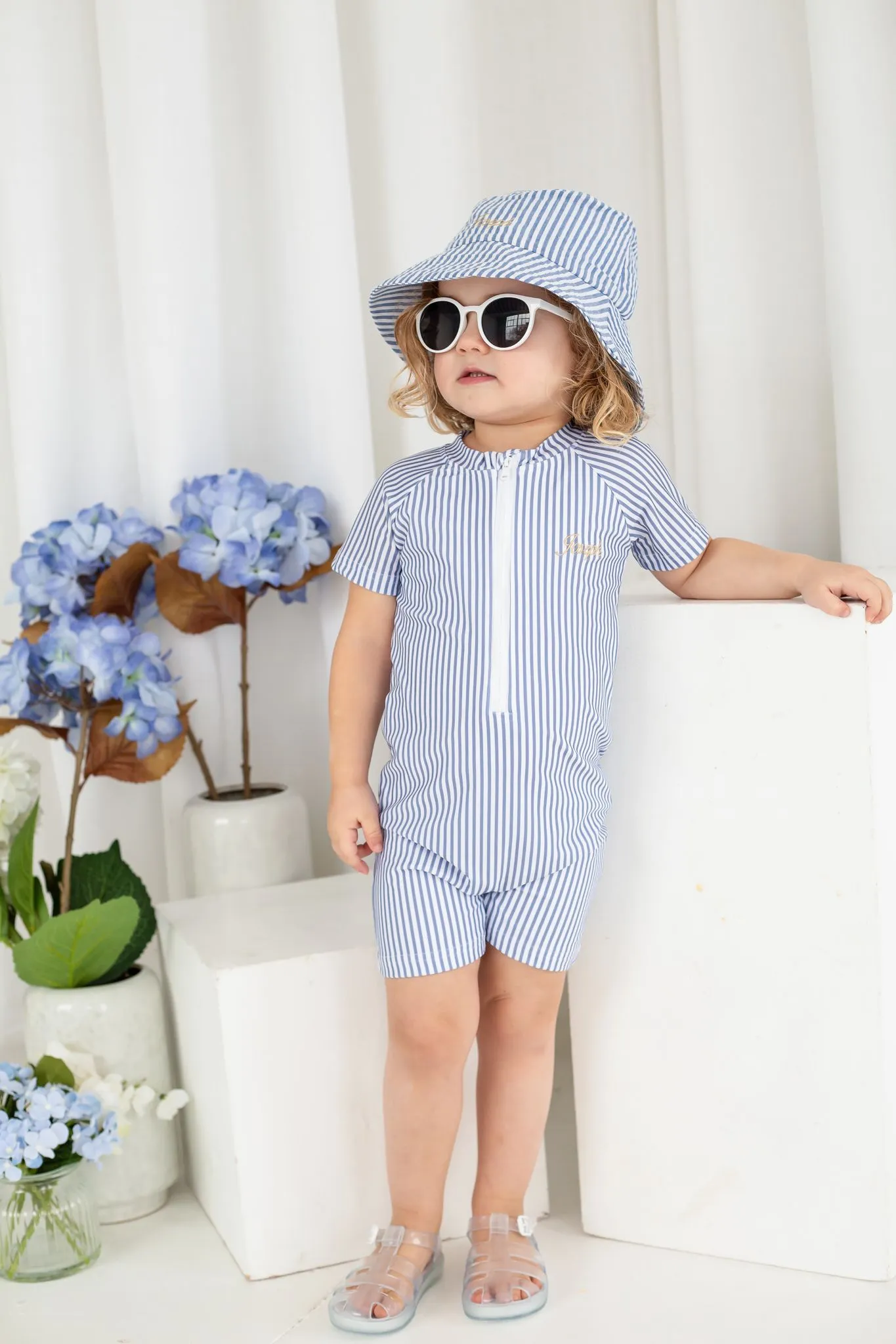 Boys Dark Blue Stripe Bucket Hat