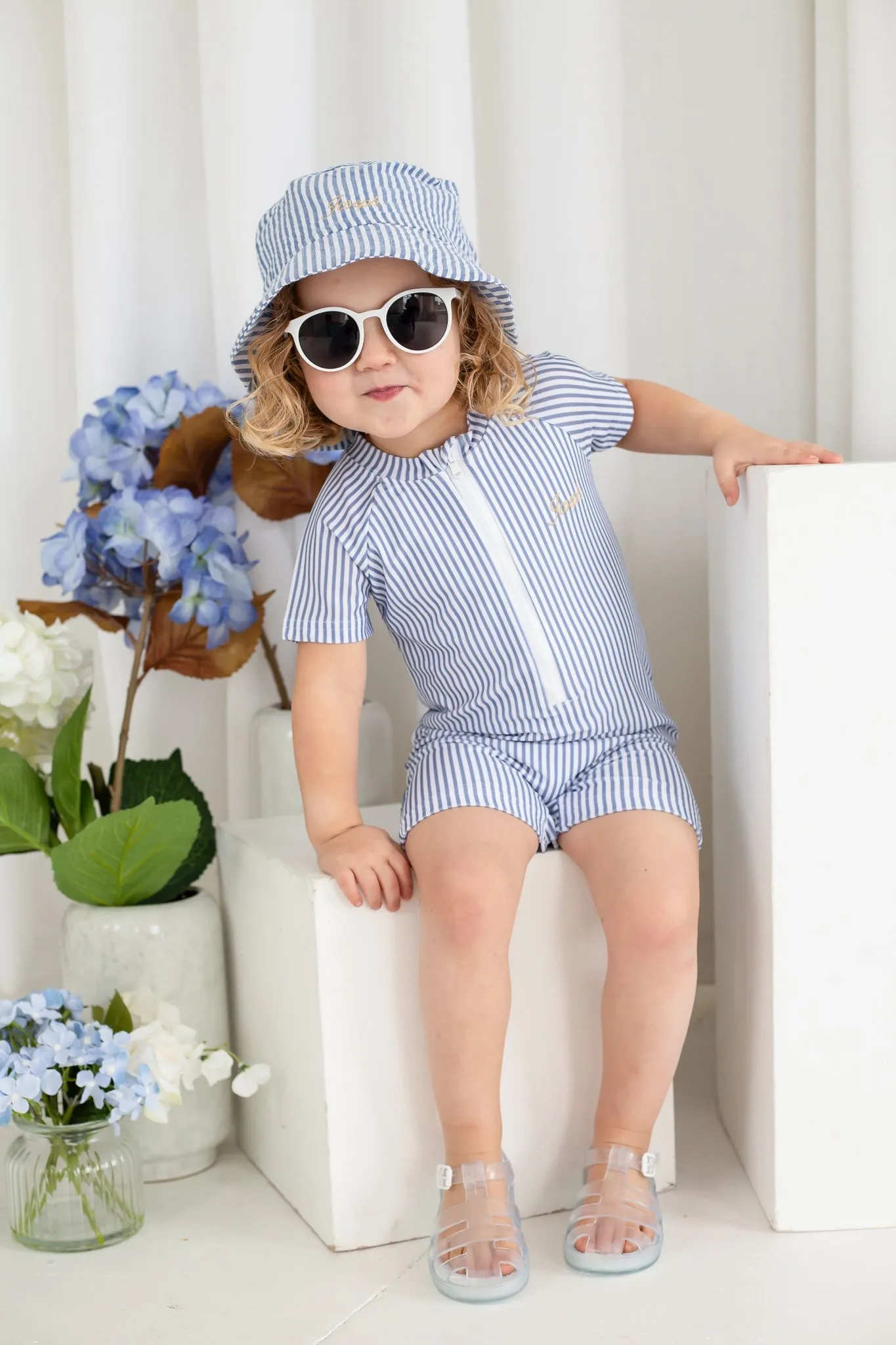 Boys Dark Blue Stripe Bucket Hat