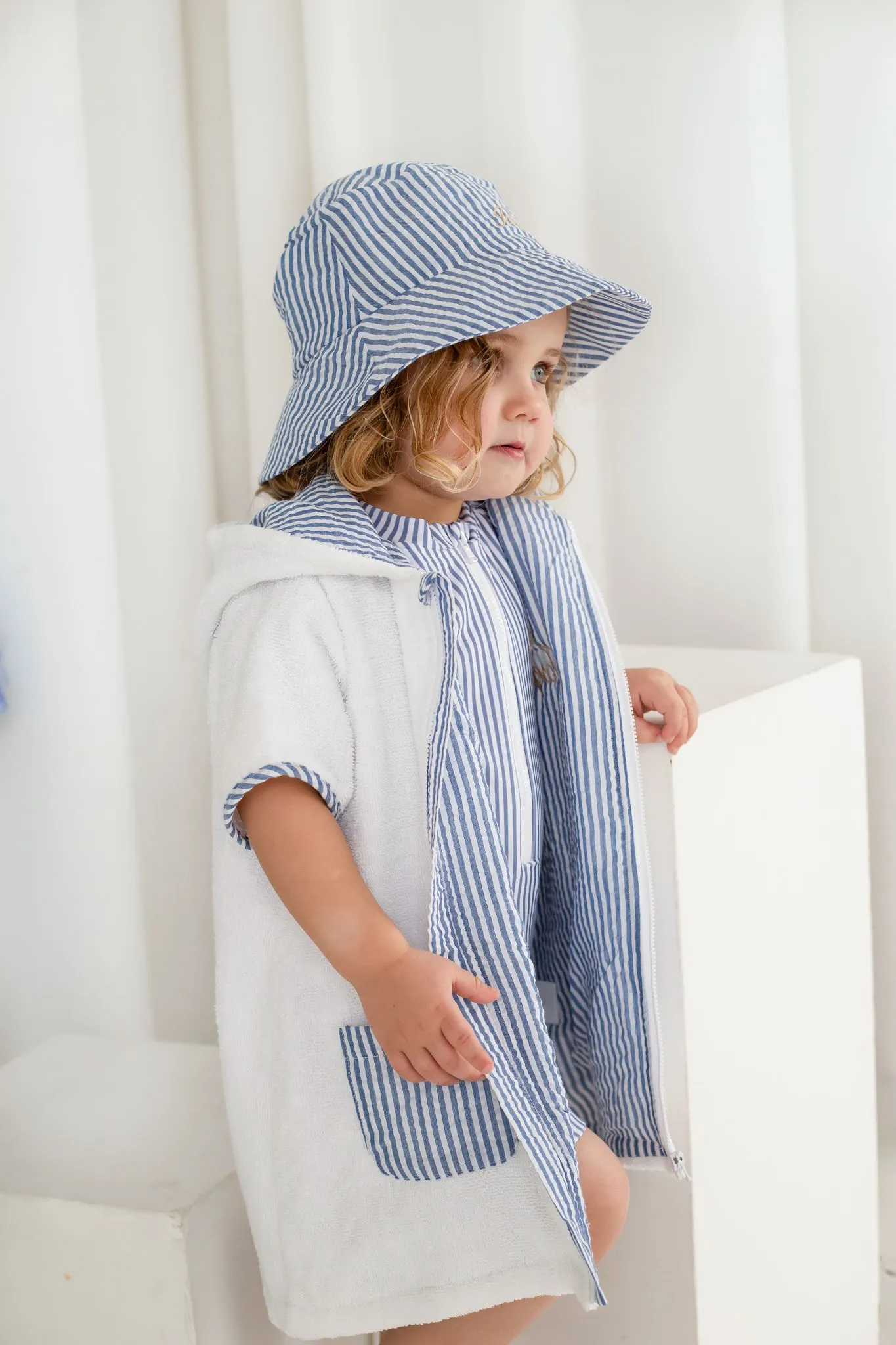 Boys Dark Blue Stripe Bucket Hat