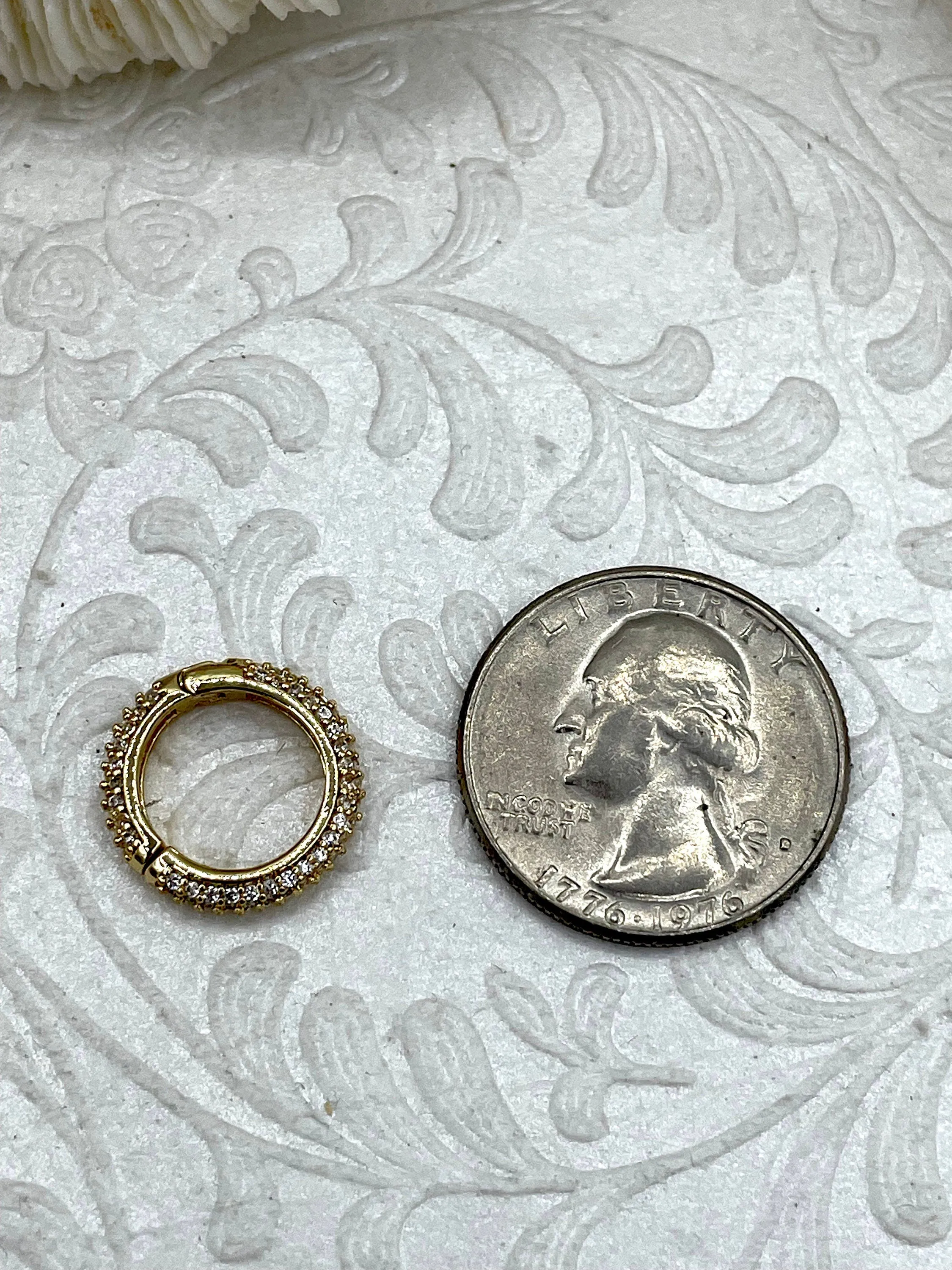 Brass Micro Pave Snap Clasp, Snap Circle with CZ, Round Snap Ring, Snap Gate Clasp, Necklace Building Extender, Charm Holder, Fast Ship
