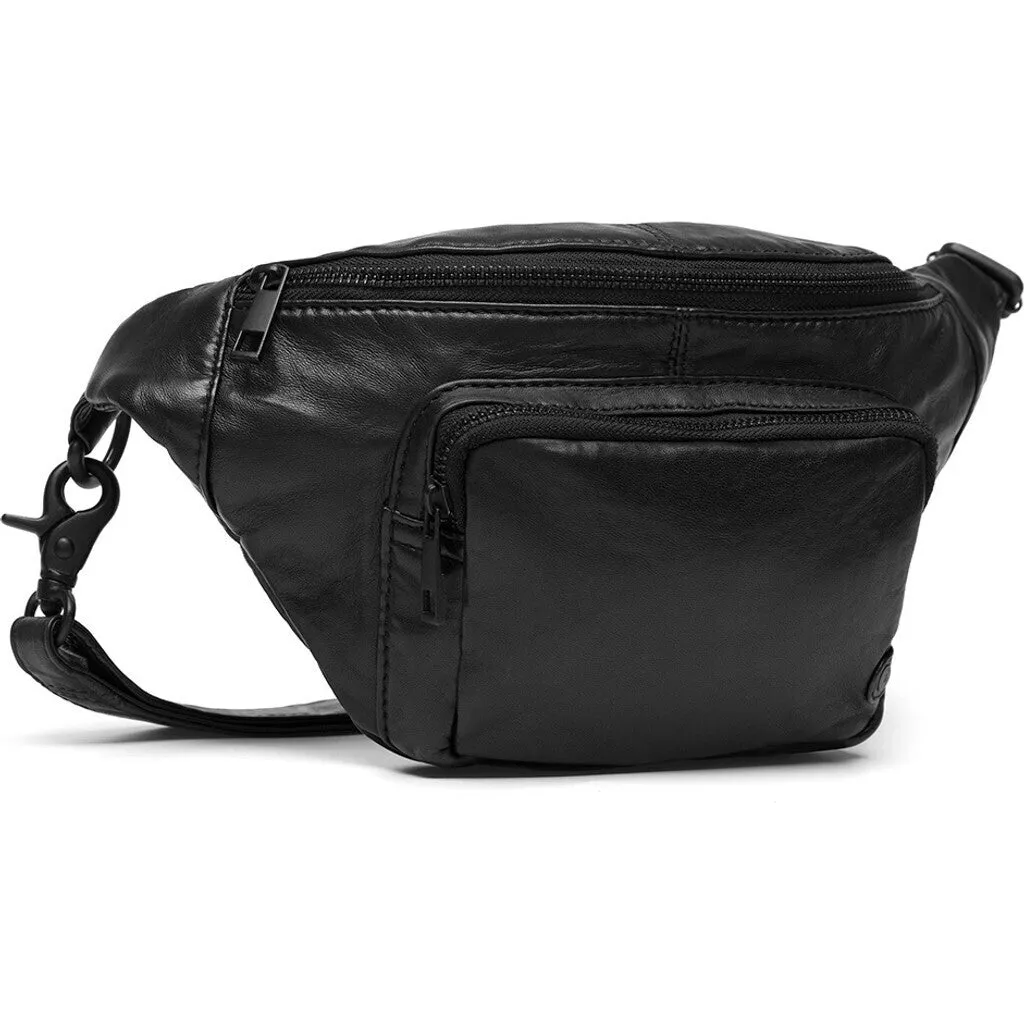 Bumbag in vintage look with front pocket / 13396 - Black / Black