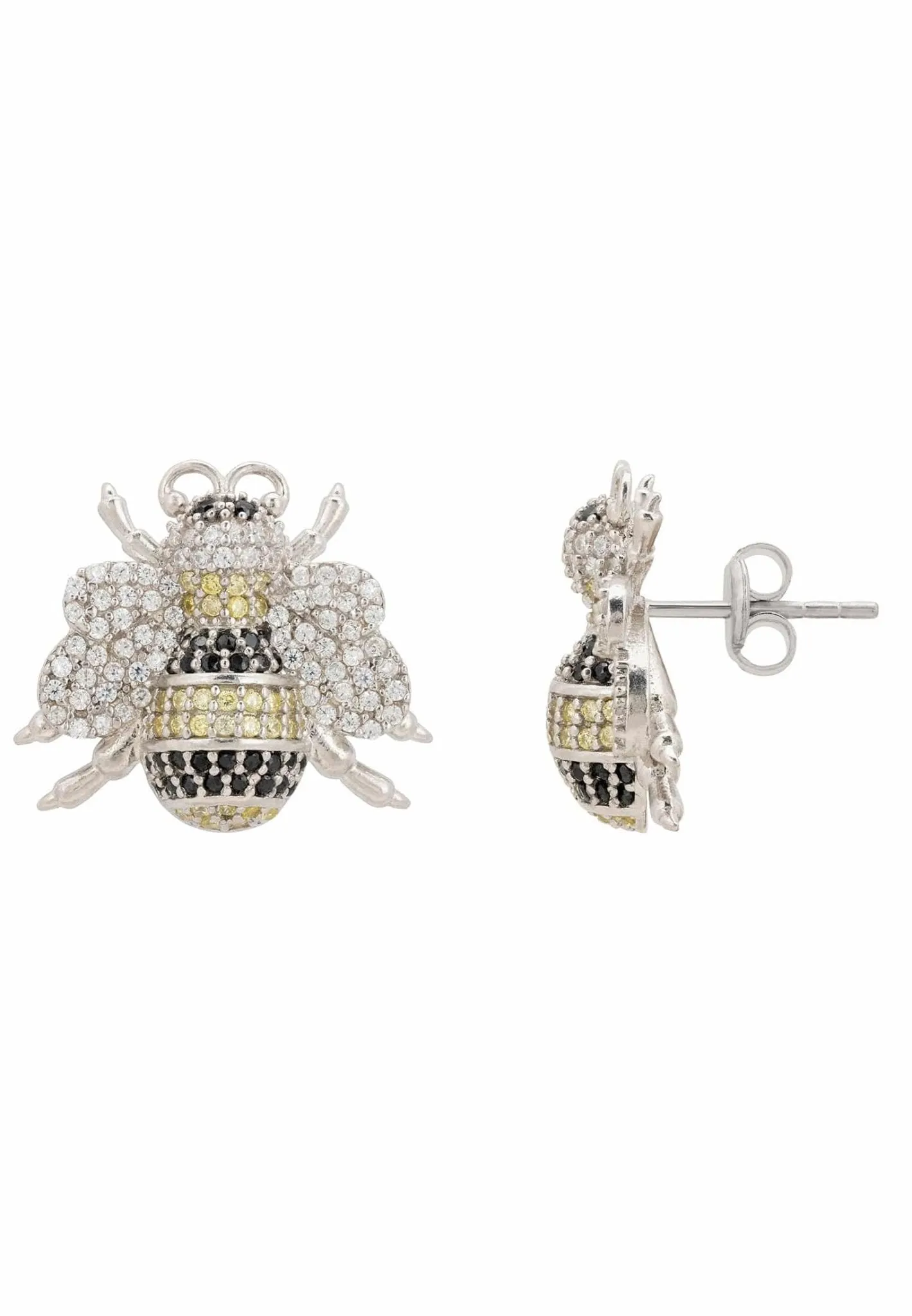 Bumble Bee Stud Earrings Silver