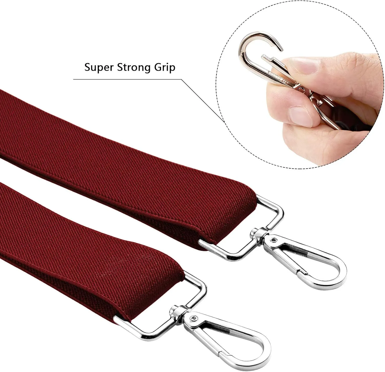 Buyless Fashion Suspenders for Men - 48" Elastic Adjustable Straps 1 1/4" - X Back with Metal Hooks