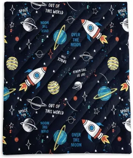 Camping Blanket, Windproof and Waterproof Outdoor Blanket for Boys Girls, Space Rocket Printed Blanket for Cold Weather Camping Hiking Picnics and Traveling(Space S)