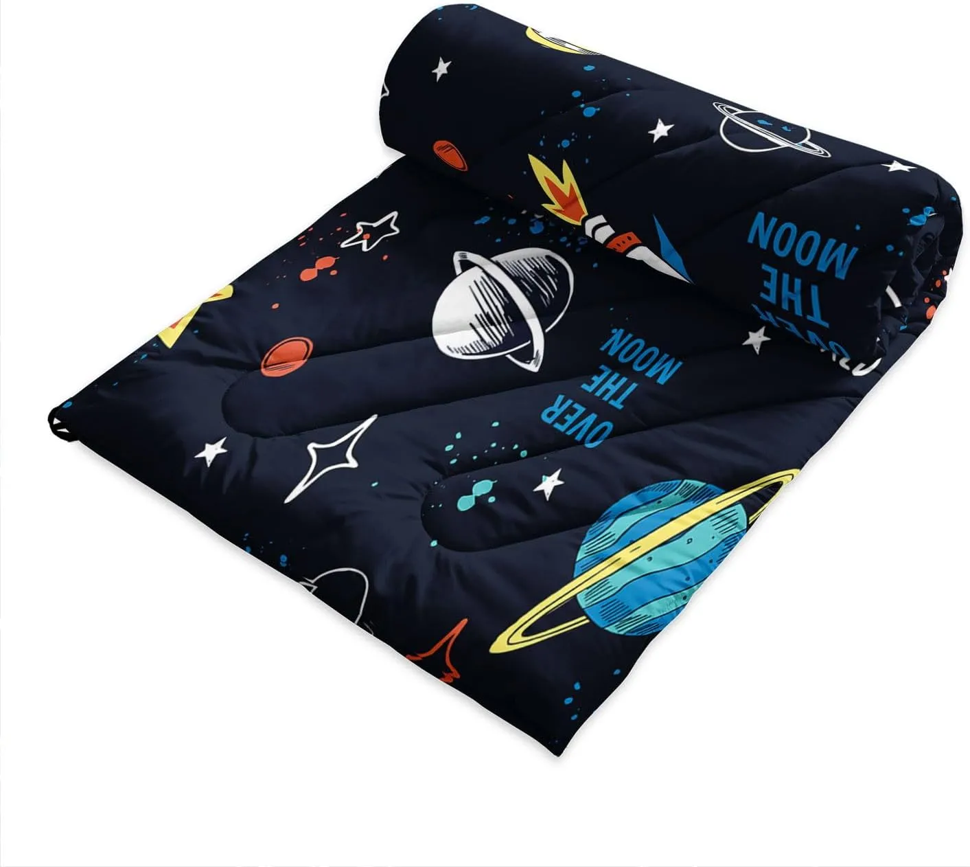 Camping Blanket, Windproof and Waterproof Outdoor Blanket for Boys Girls, Space Rocket Printed Blanket for Cold Weather Camping Hiking Picnics and Traveling(Space S)