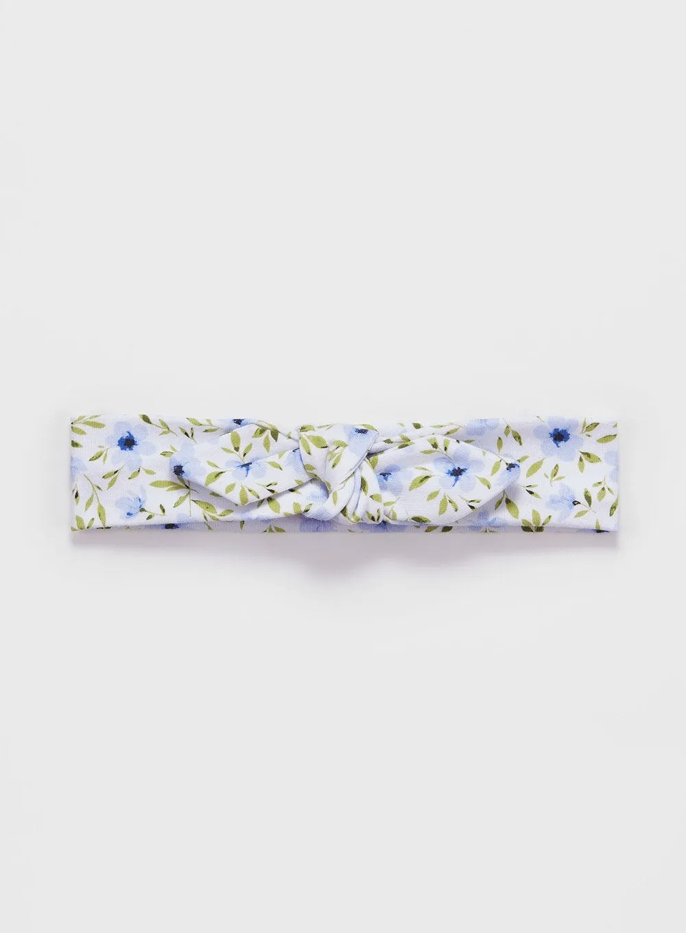 Cathy Jersey Bow Headband in Blue Poppy