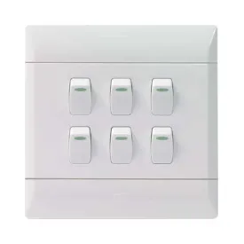 CBi PVC 6 Lever Light Switch 4 x 4