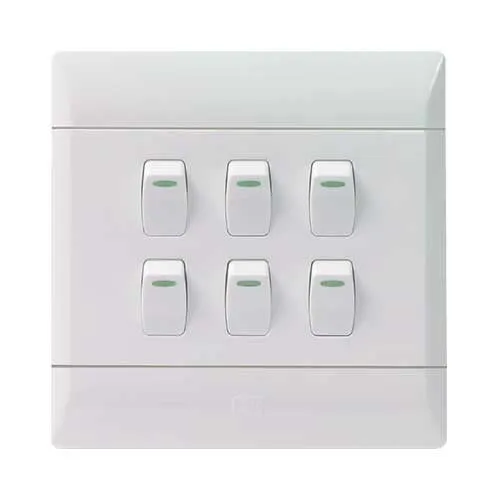 CBi PVC 6 Lever Light Switch 4 x 4