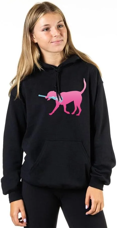 ChalkTalkSPORTS Girls Lacrosse Hooded Sweatshirt | LuLa The Lax Dog Pink Adults Sizes