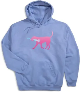 ChalkTalkSPORTS Girls Lacrosse Hooded Sweatshirt | LuLa The Lax Dog Pink Adults Sizes