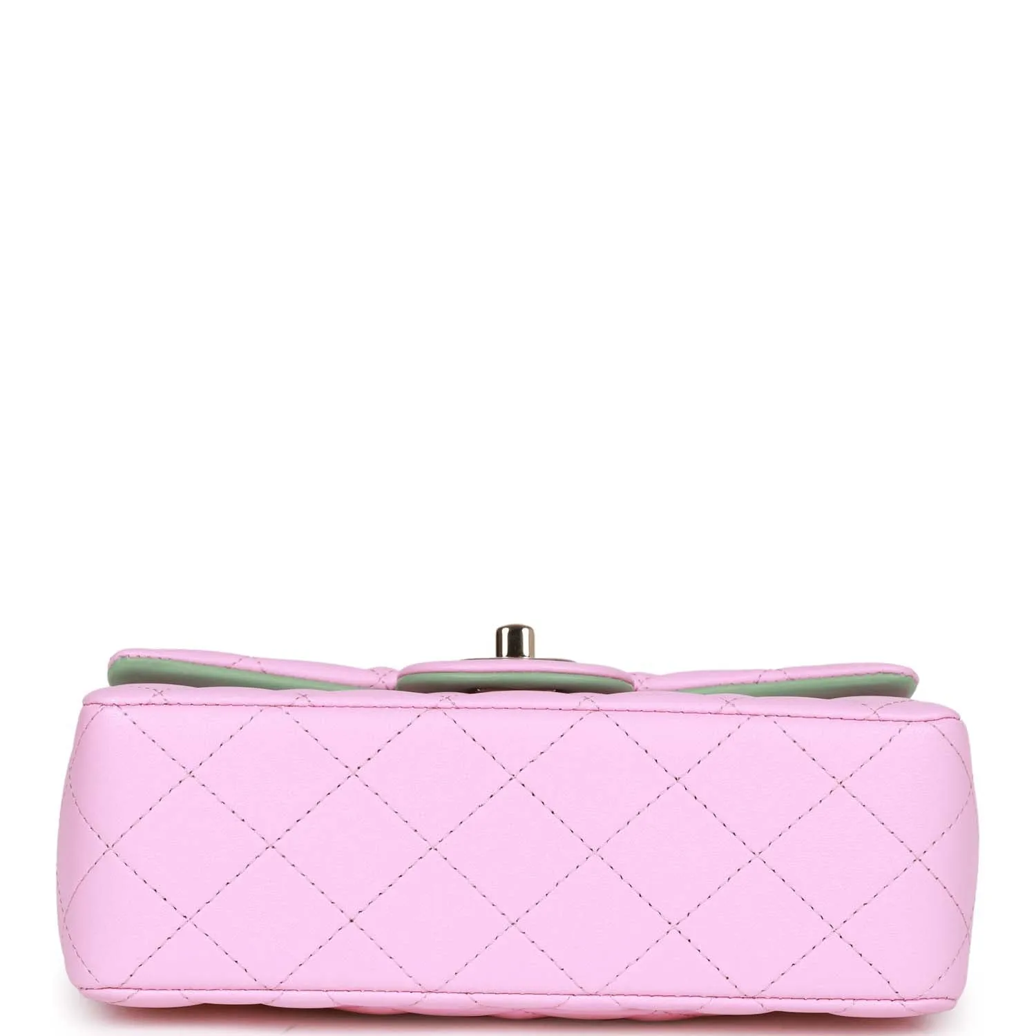 Chanel Mini Rectangular Flap with Top Handle Pink and Green Lambskin Light Gold Hardware