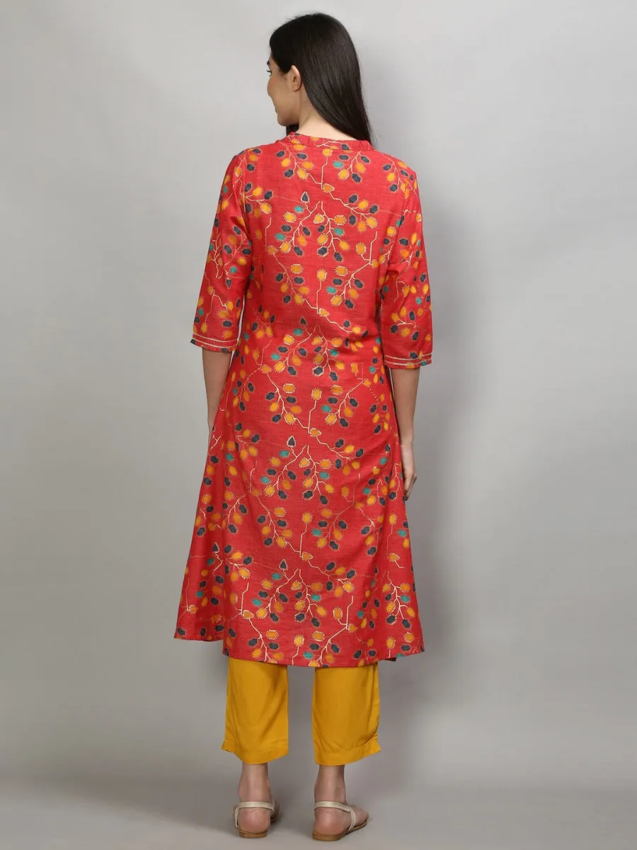 Charming Coral Floral Printed Kurta