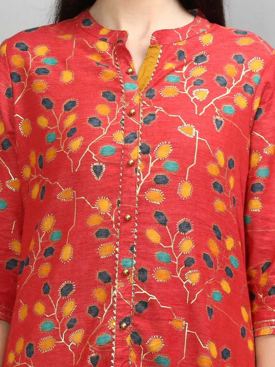Charming Coral Floral Printed Kurta